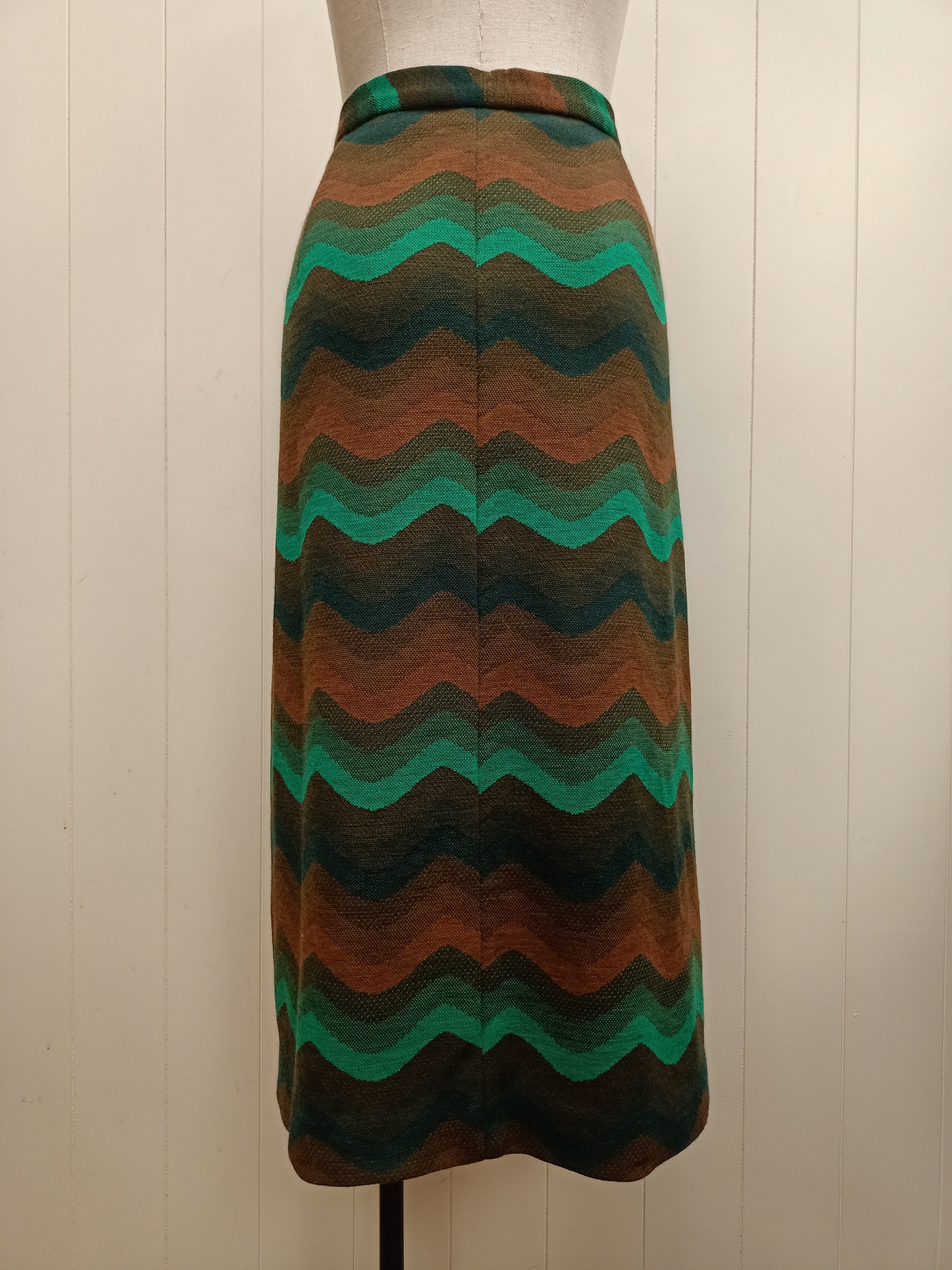 Vintage Green & Brown Wave Skirt