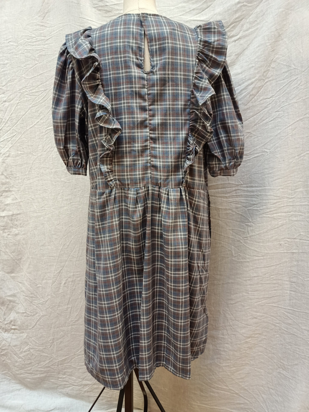 Vintage Ruffled Checkered Dress