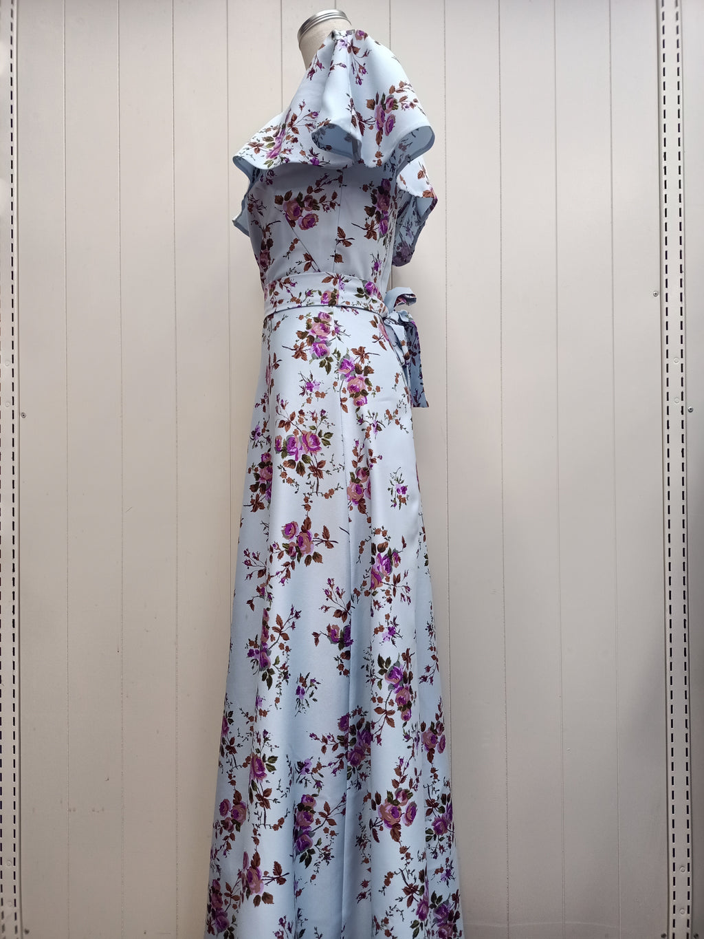 Vintage Blue & Purple Floral Maxi Dress