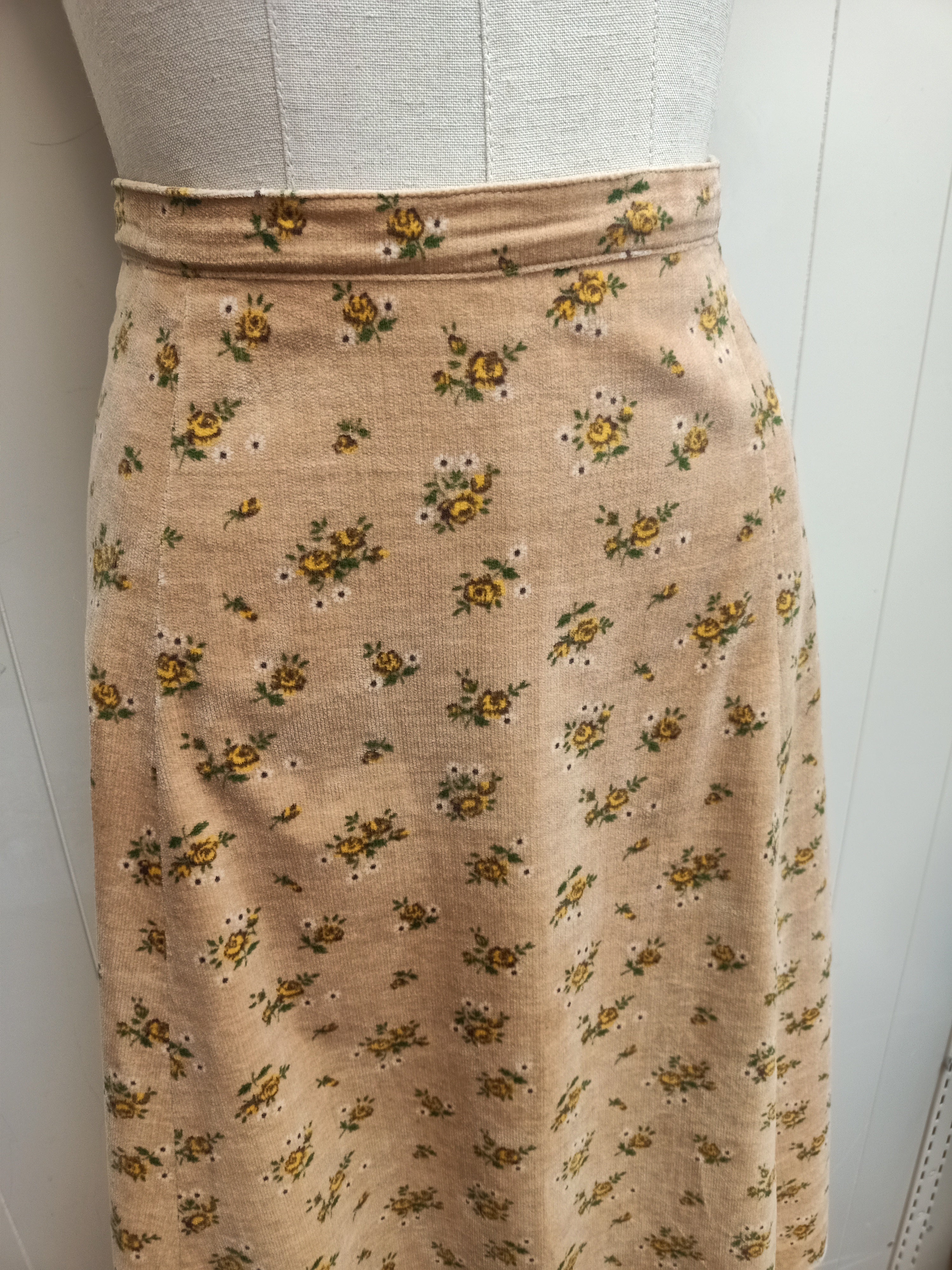 Vintage Floral Corduroy Skirt