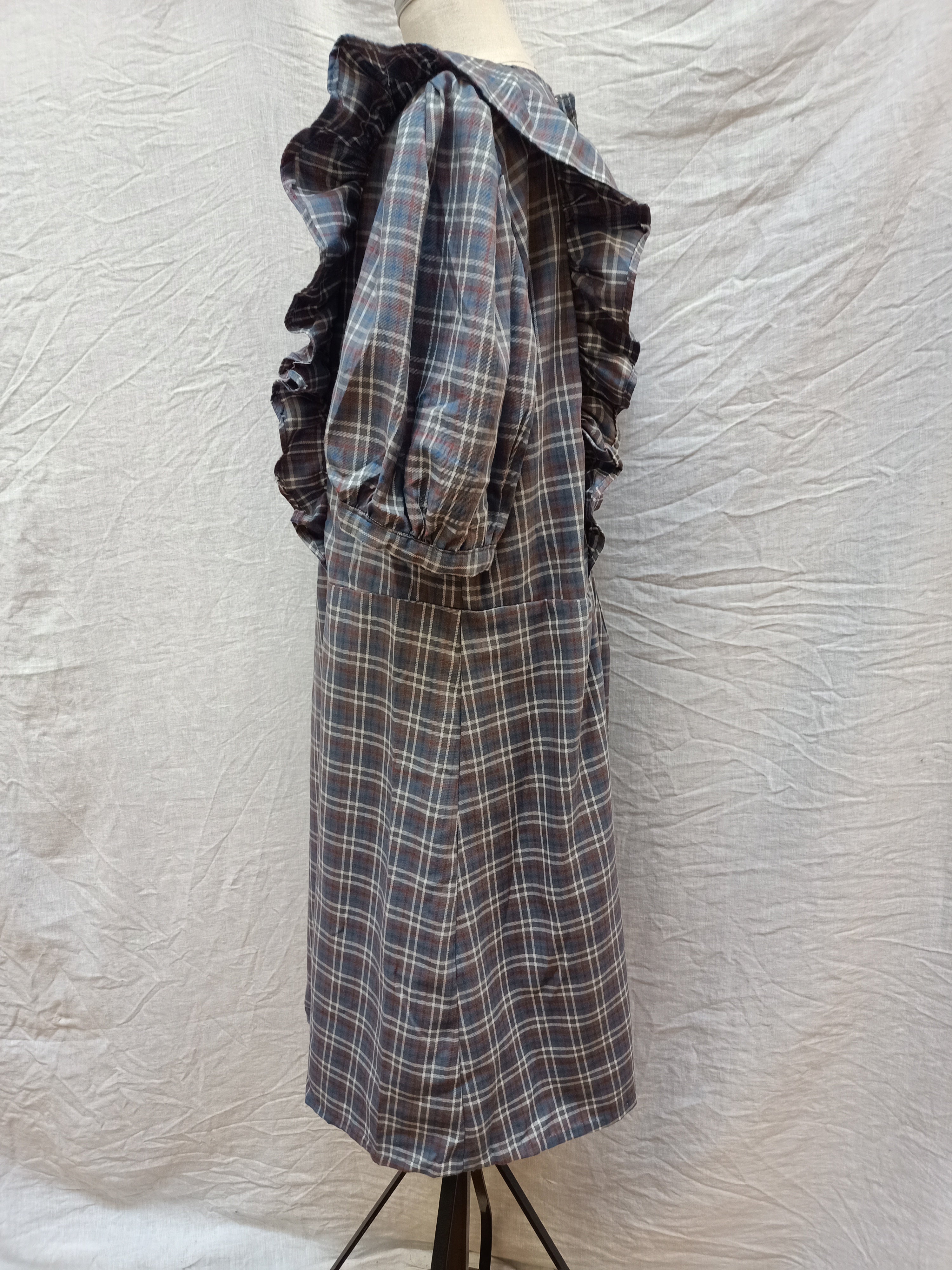 Vintage Ruffled Checkered Dress
