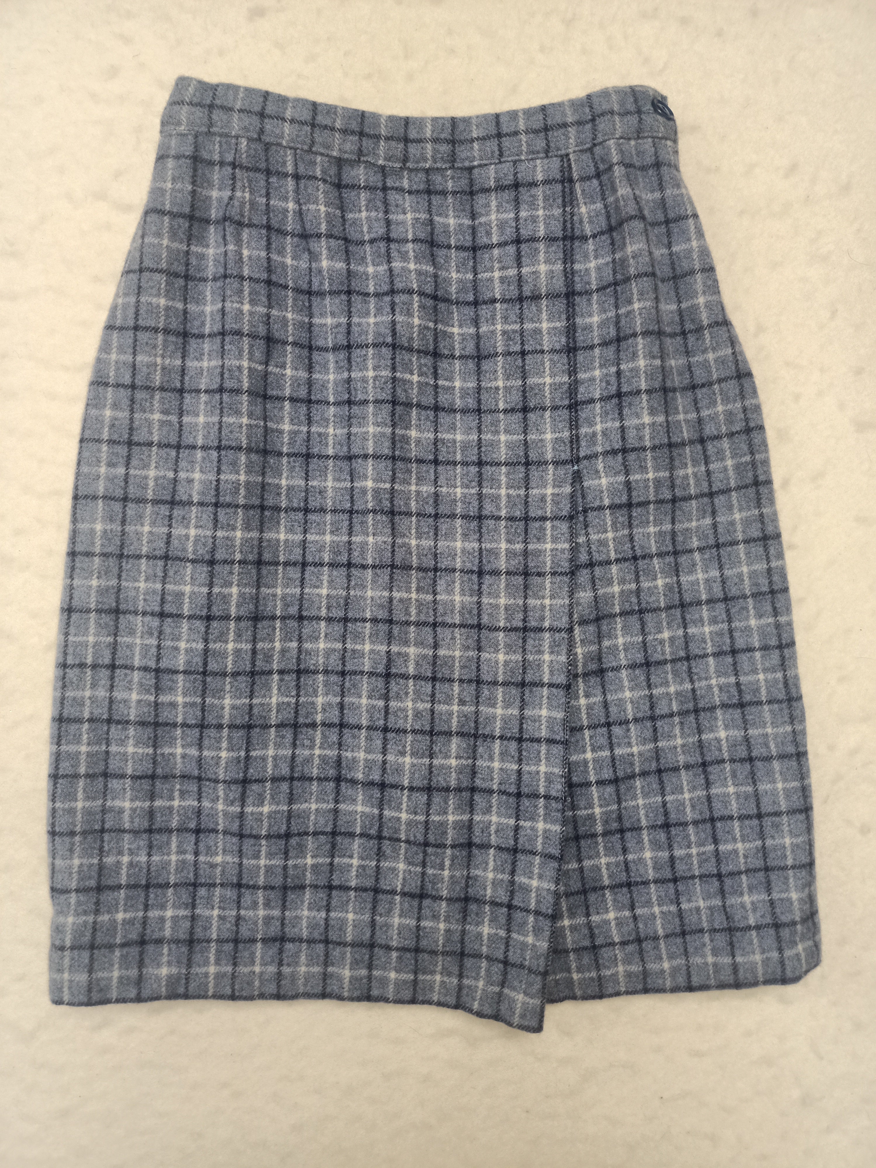 Vintage Pale Blue Plaid Skirt
