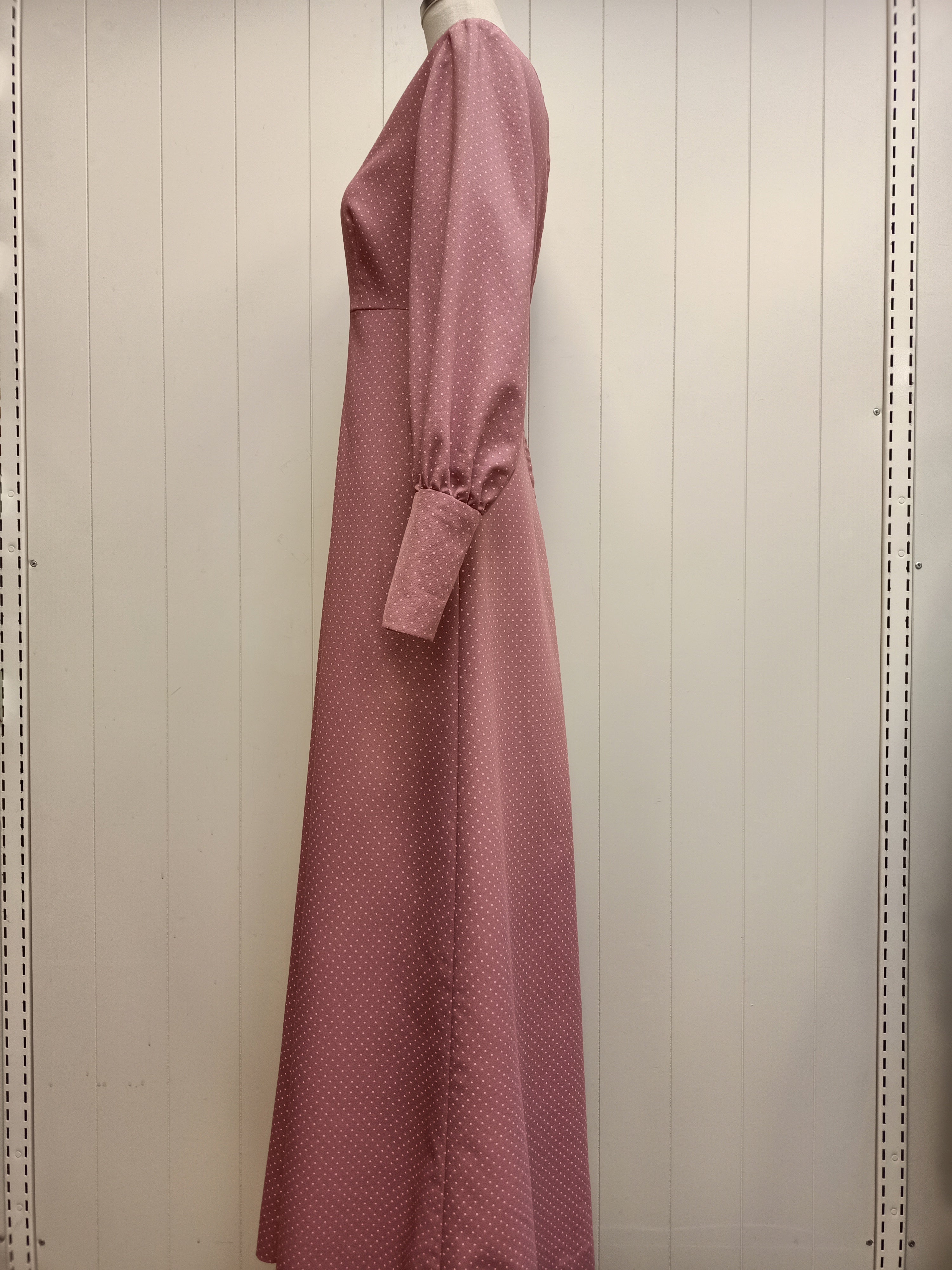 Vintage Pink Polka Dot Maxi Dress