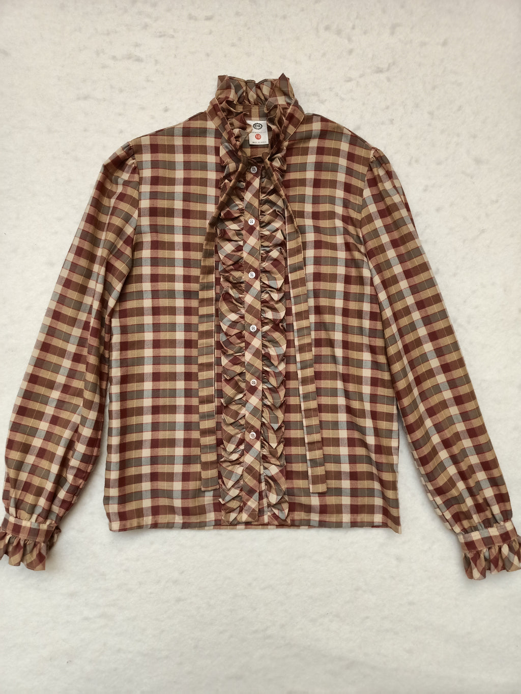 Retro C&A Ruffle Plaid Shirt
