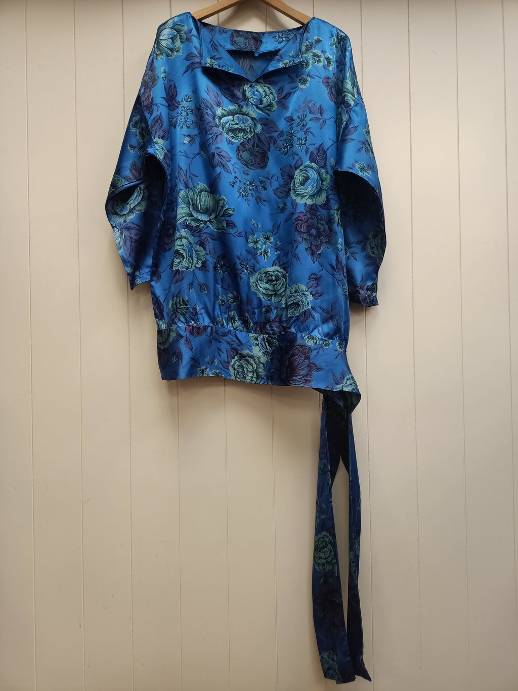 Vintage Drop Waist Satin Floral Shirt