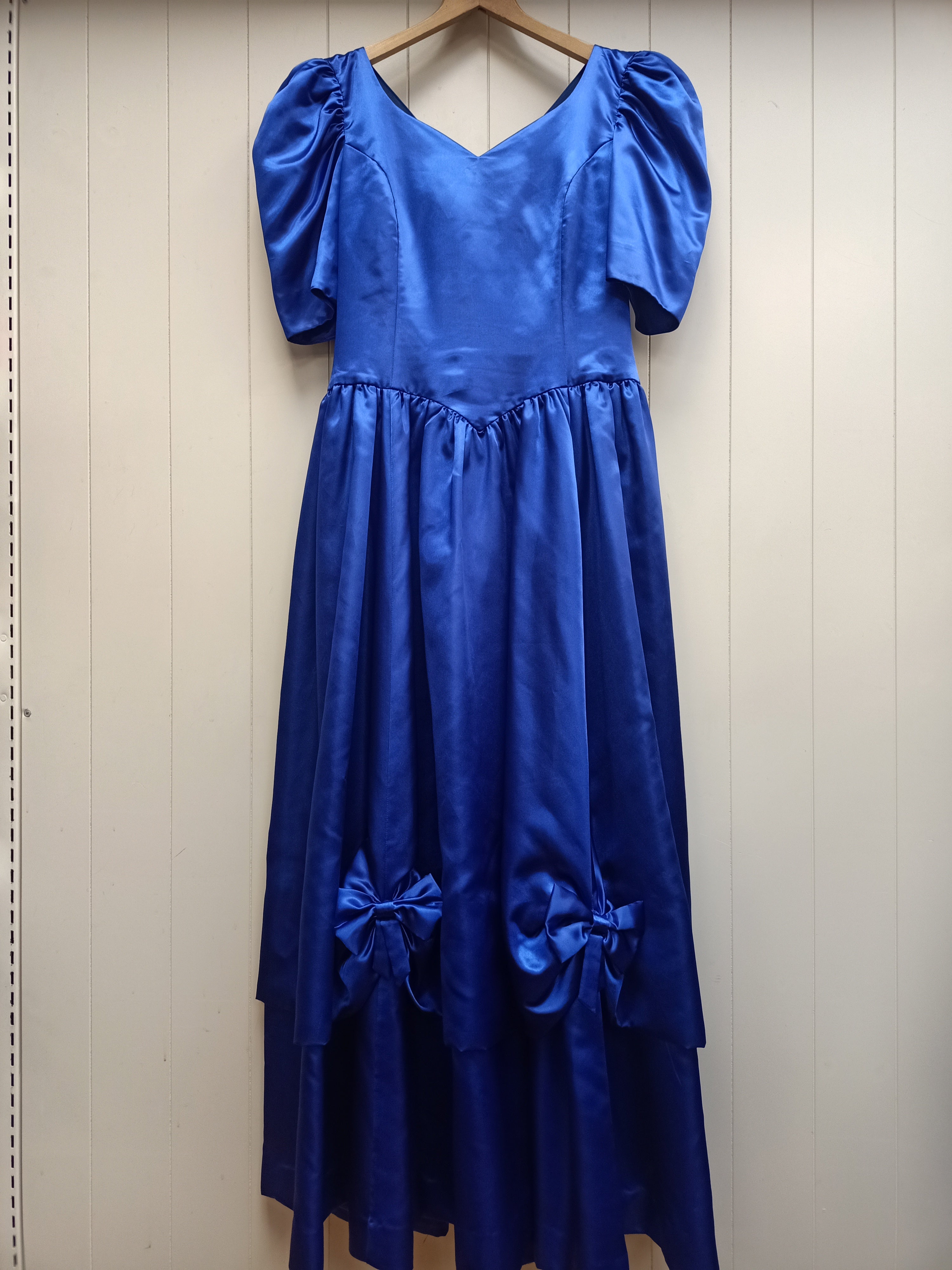 Vintage Blue Satin Puff Dress