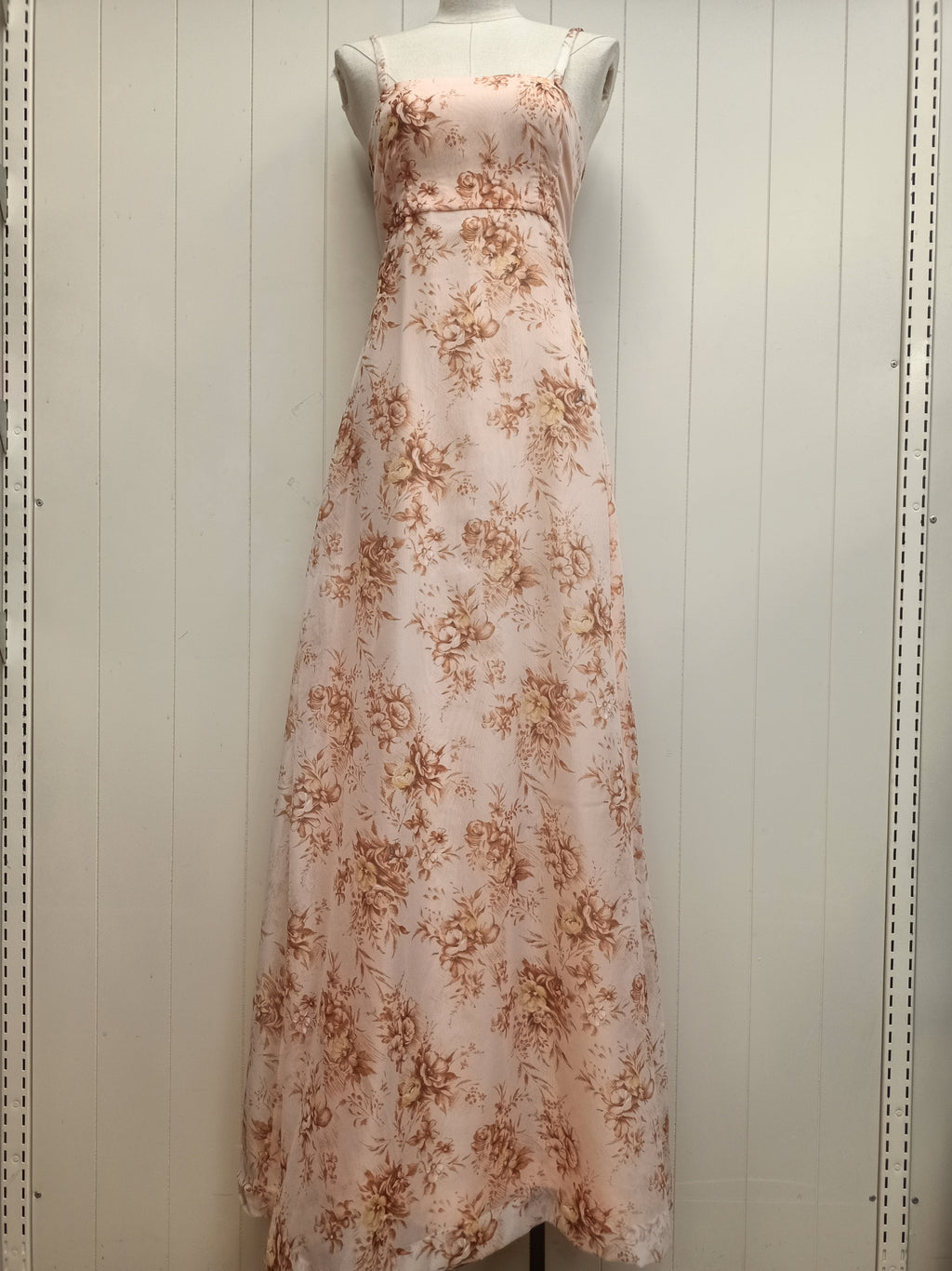 Vintage Floral Peach Maxi Dress