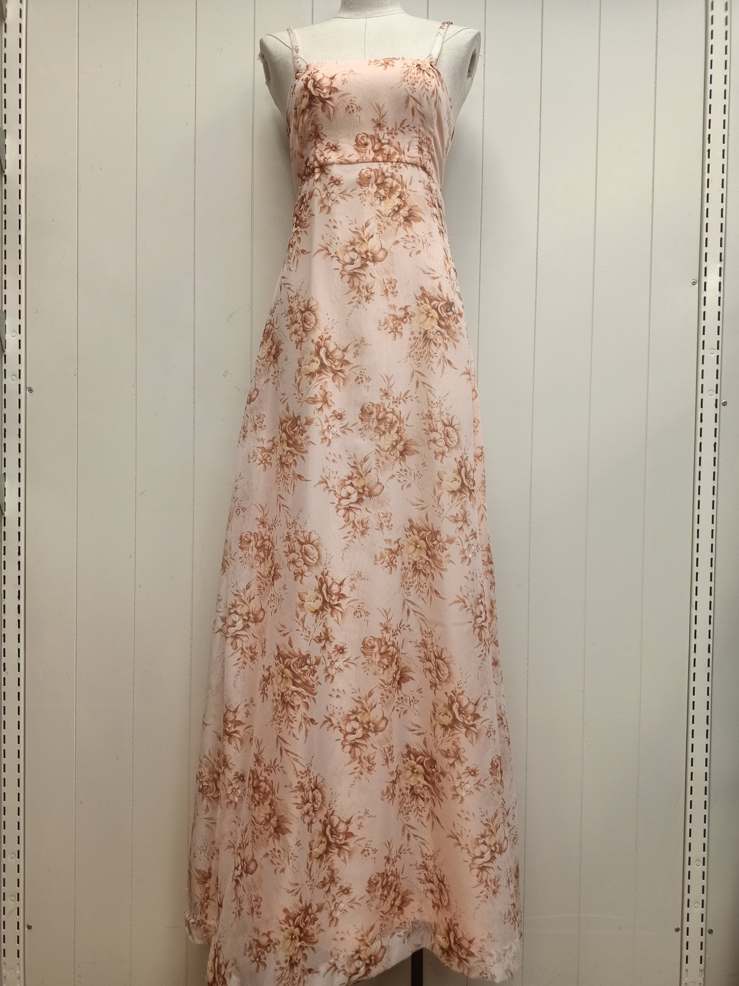 Vintage Floral Peach Maxi Dress