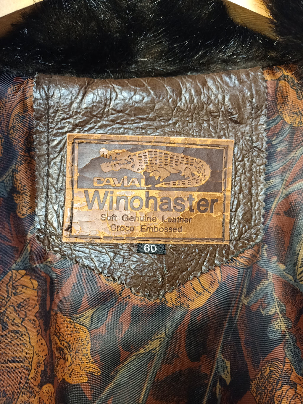 Crocodile Embossed Leather Jacket