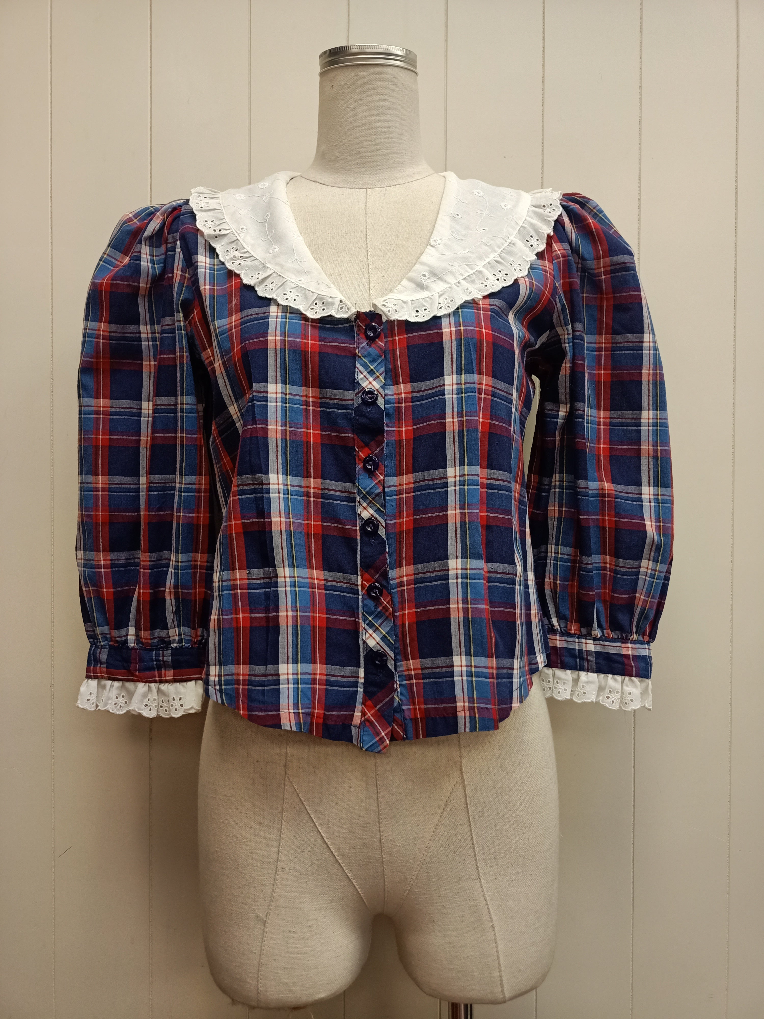 Vintage Plaid & Broderie Anglaise Shirt