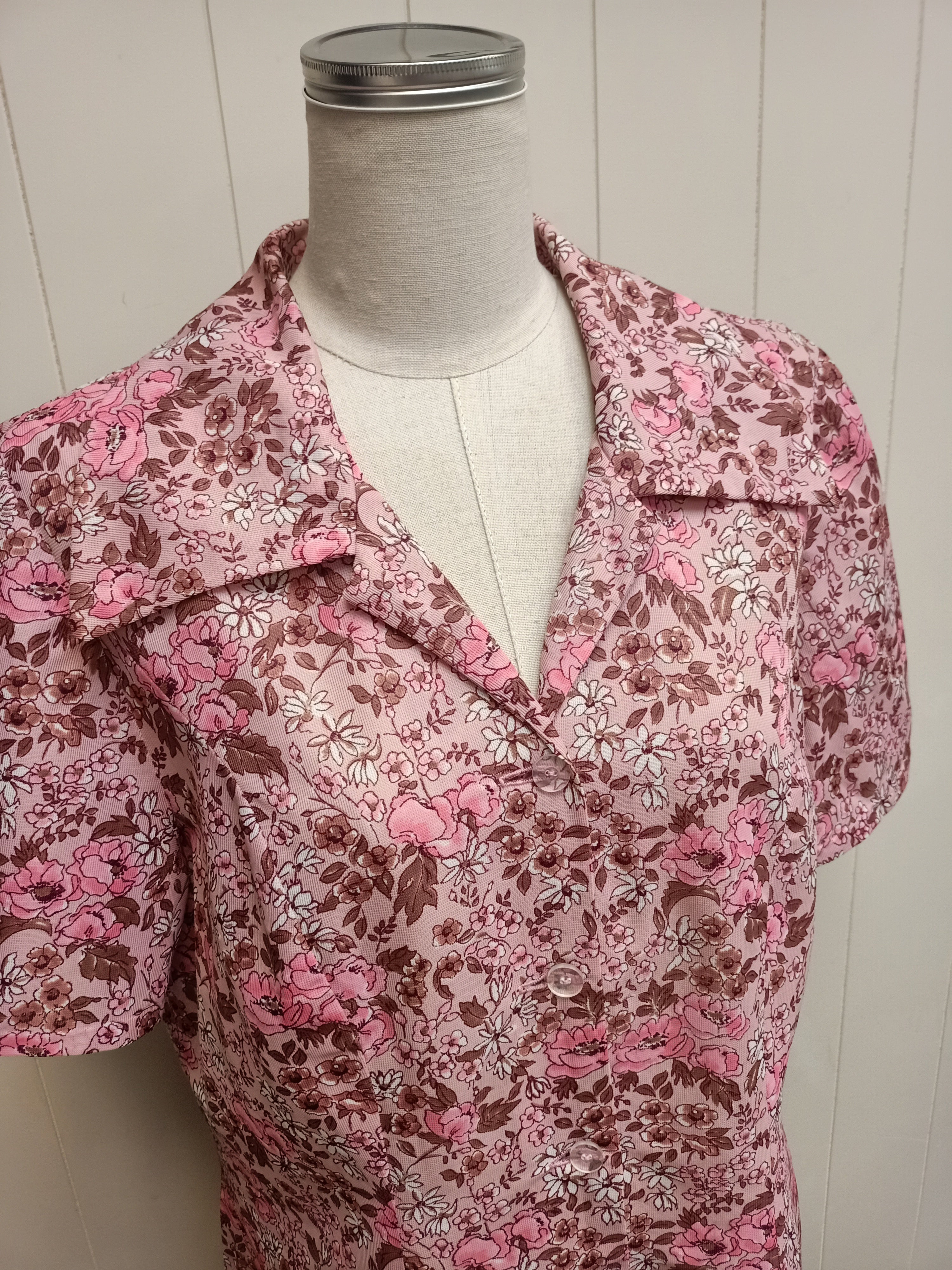 Vintage Pink Floral Button Up Shirt