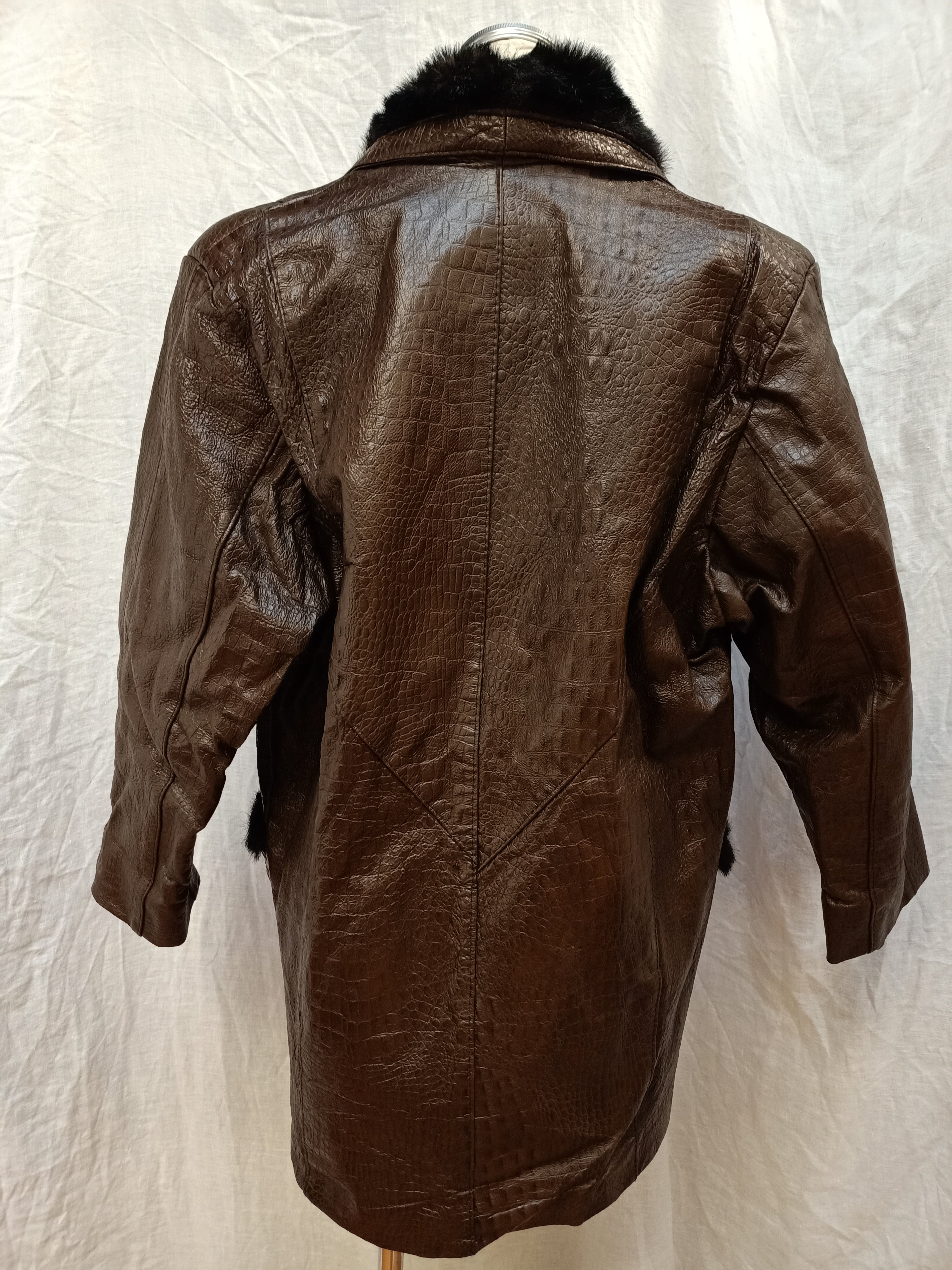 Crocodile Embossed Leather Jacket