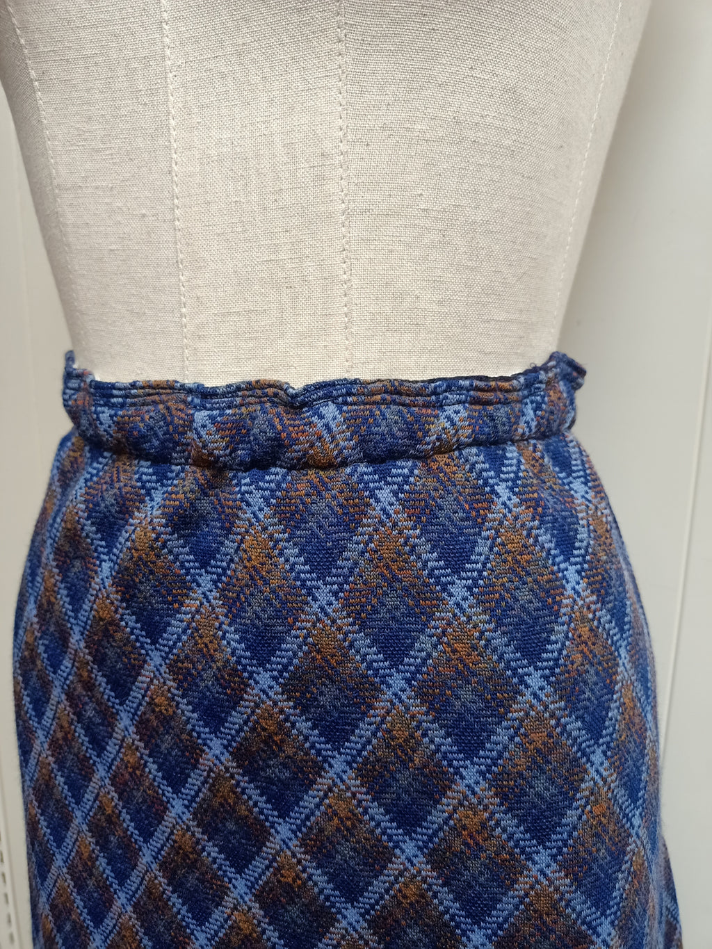 Vintage Diagonal Plaid Skirt
