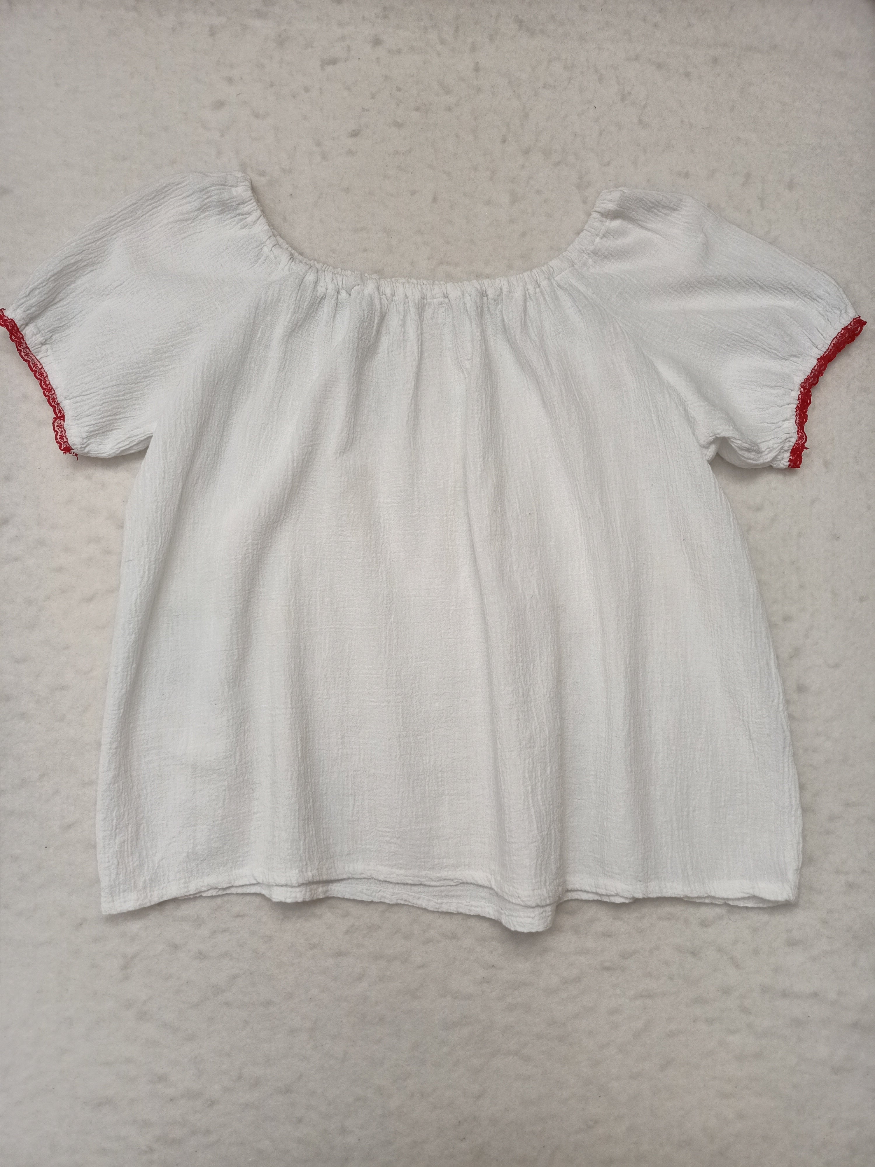 Vintage Red Trim Peasant Shirt