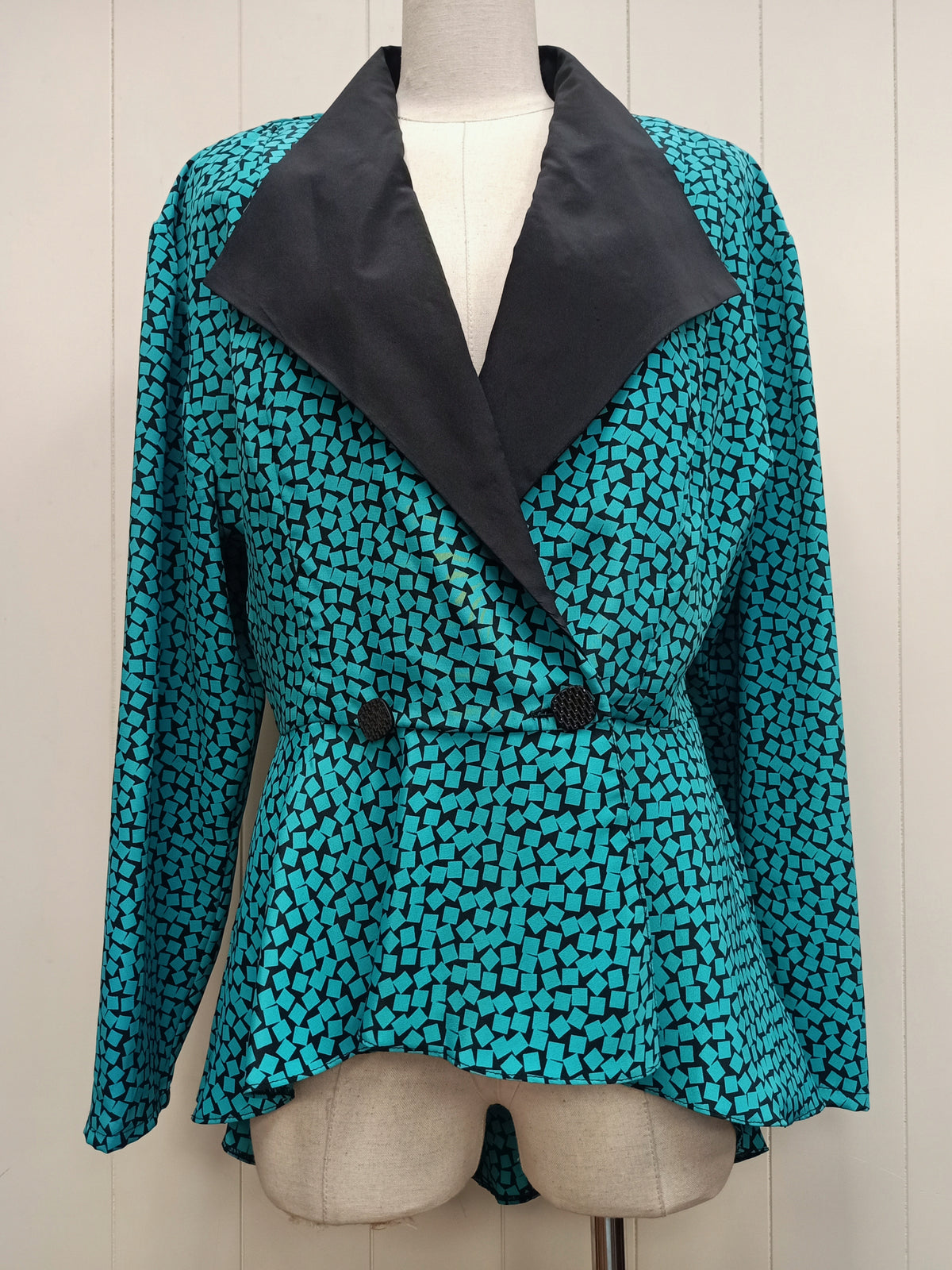 Vintage Purple Patch Geometric Peplum Shirt