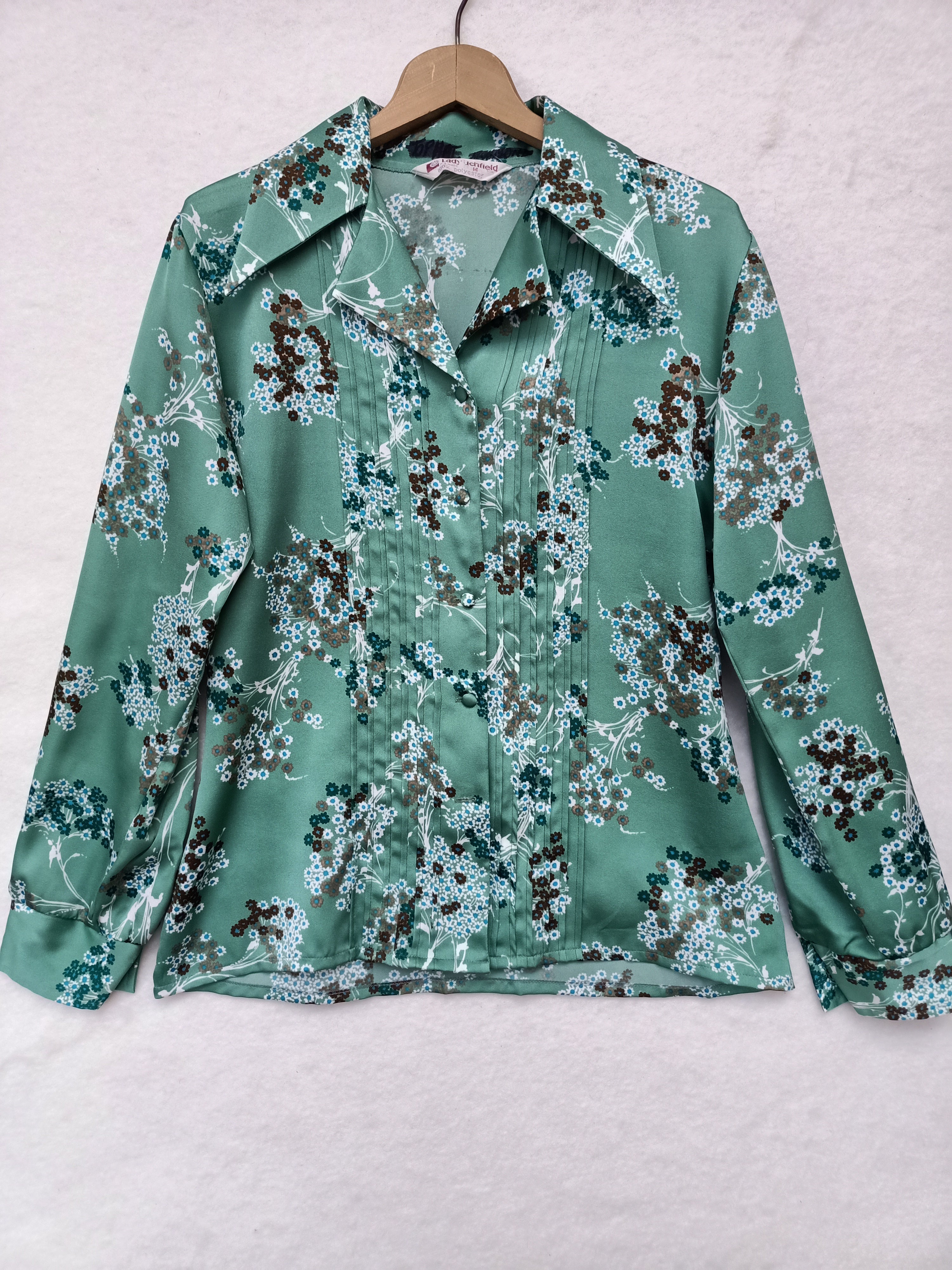 Vintage Lady Lichfield Green Floral Shirt
