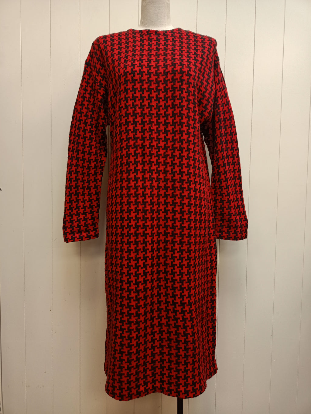 Vintage Red Herringbone Dress