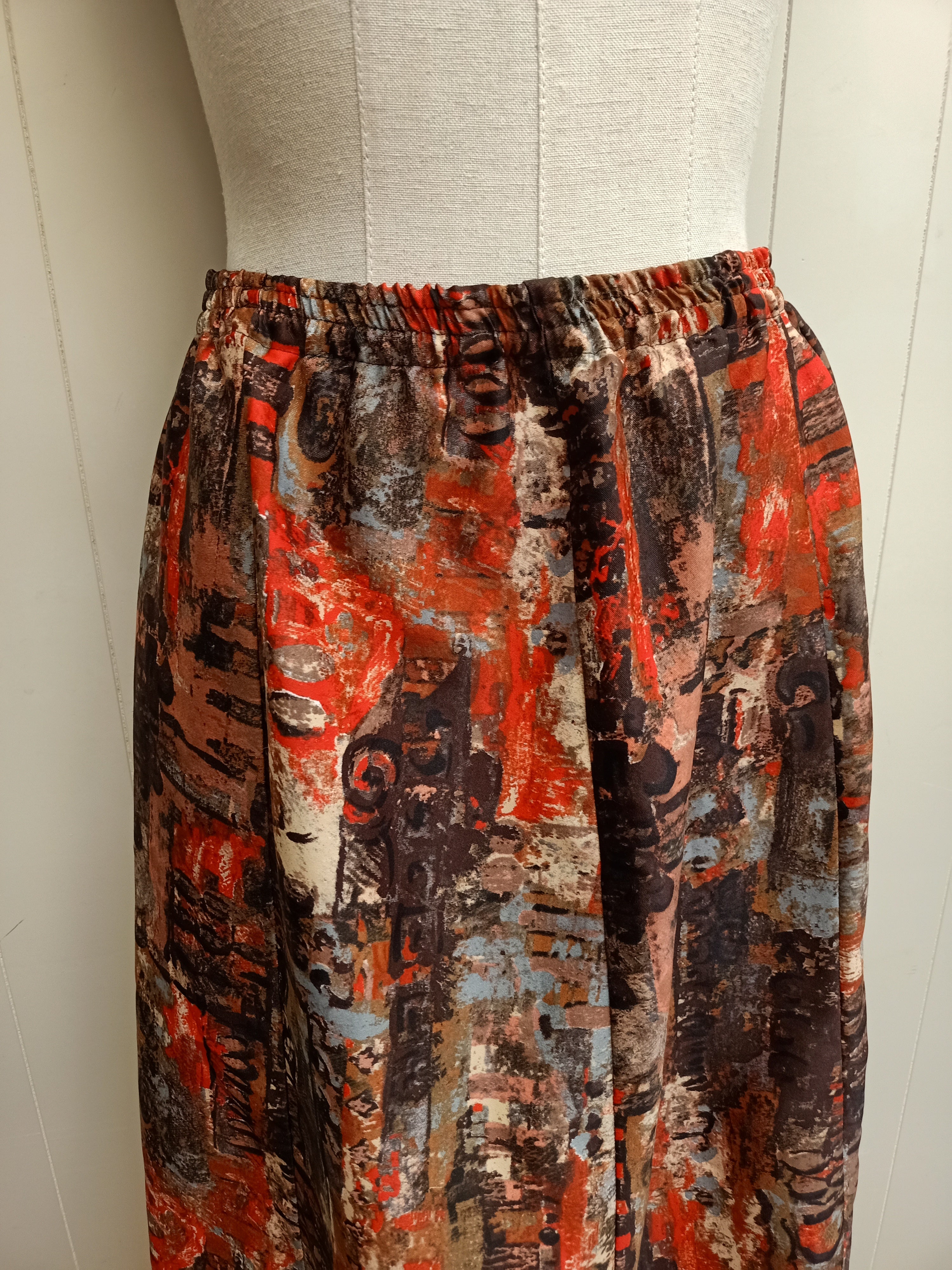 Vintage Abstract Print Panelled Skirt