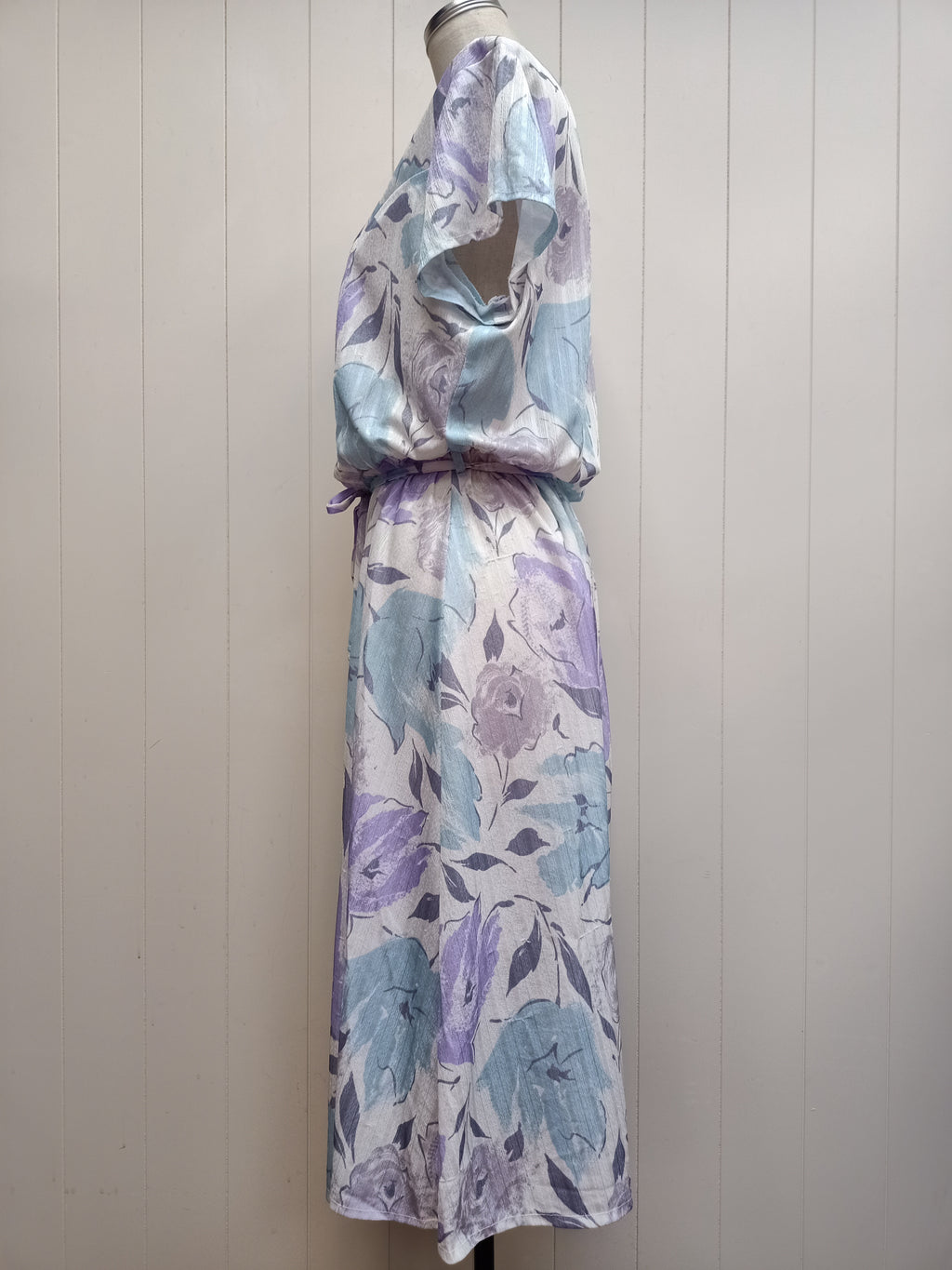 Vintage Blue & Purple Abstract Floral Dress