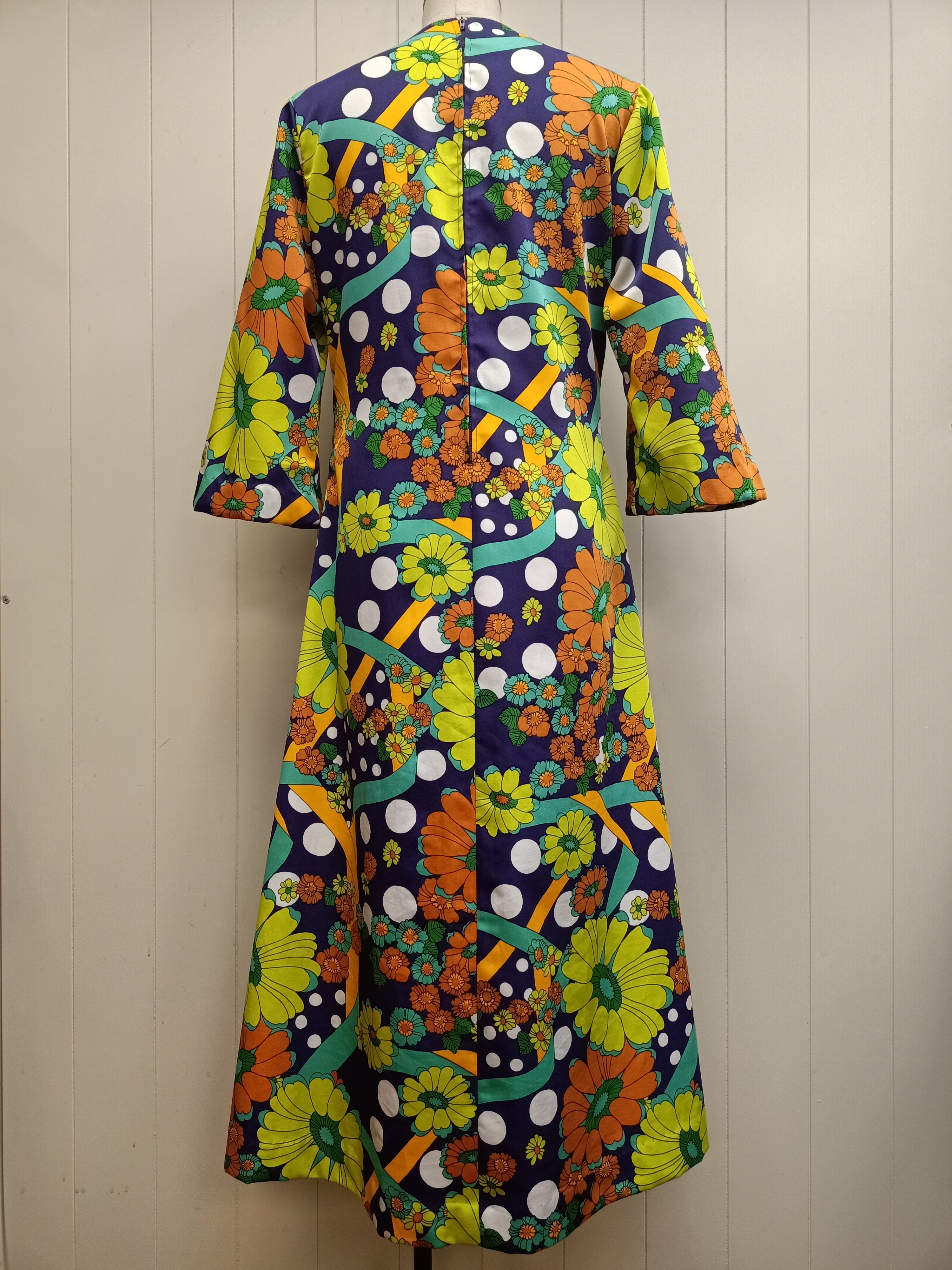 Vintage Floral Polka Dot Dress