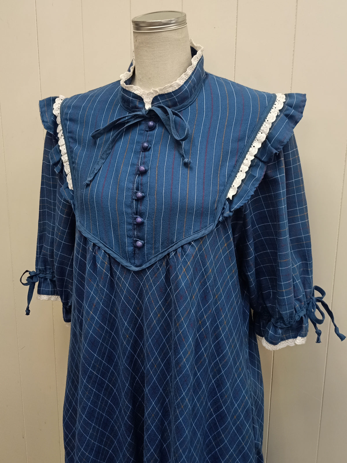 Vintage Blue Check Prairie Dress