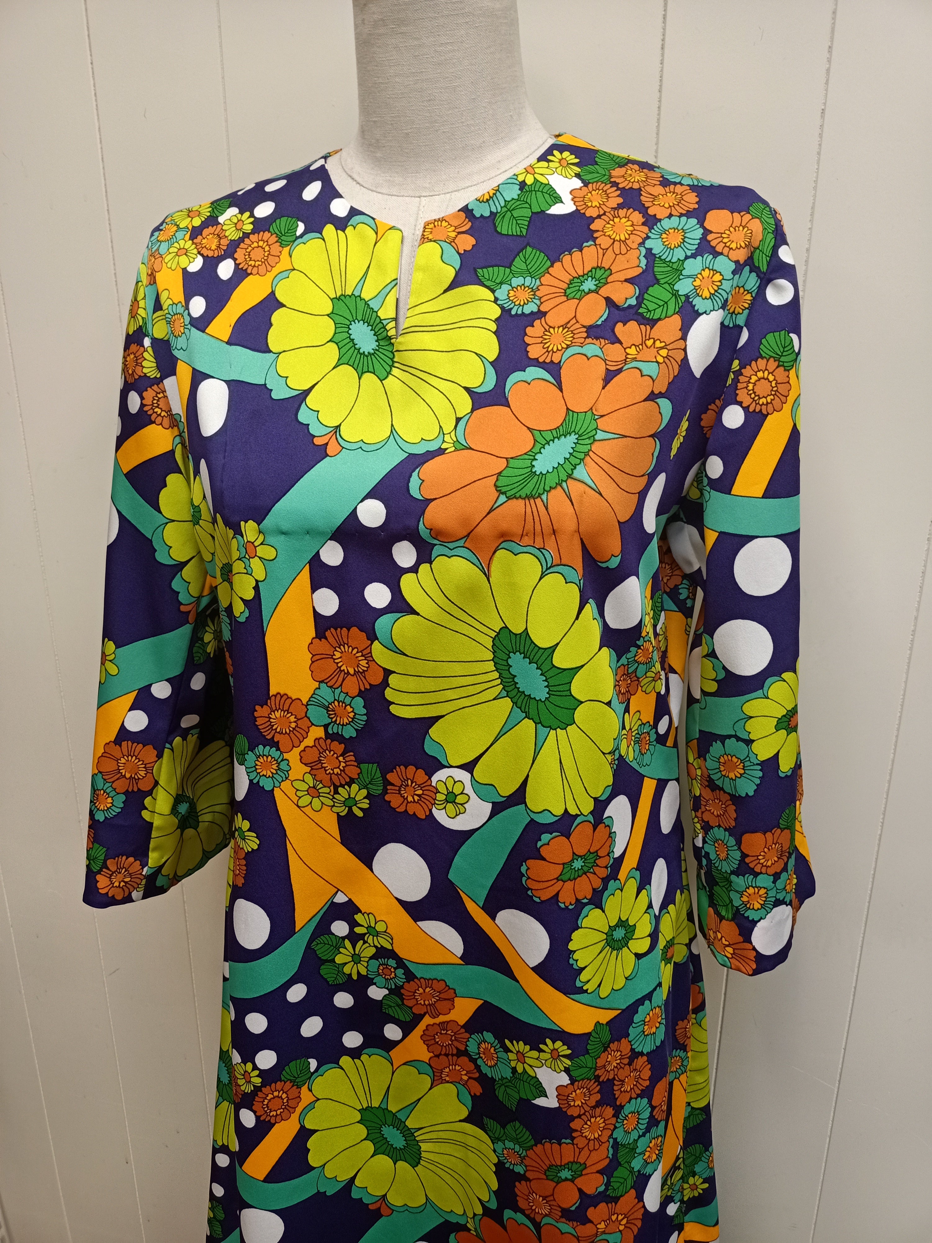 Vintage Floral Polka Dot Dress