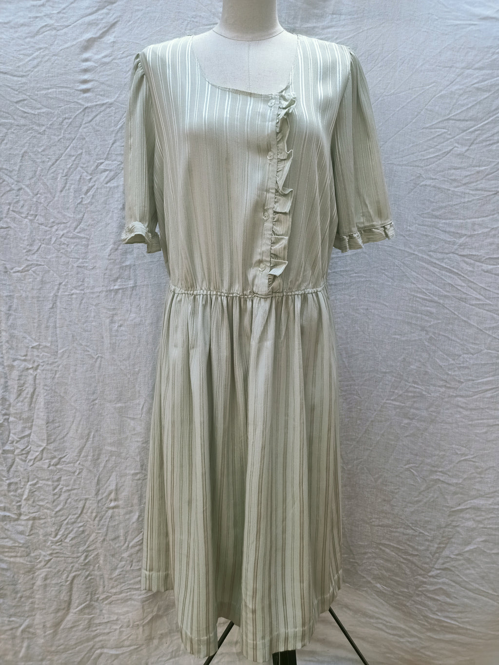 Vintage Sage Ruffle Dress