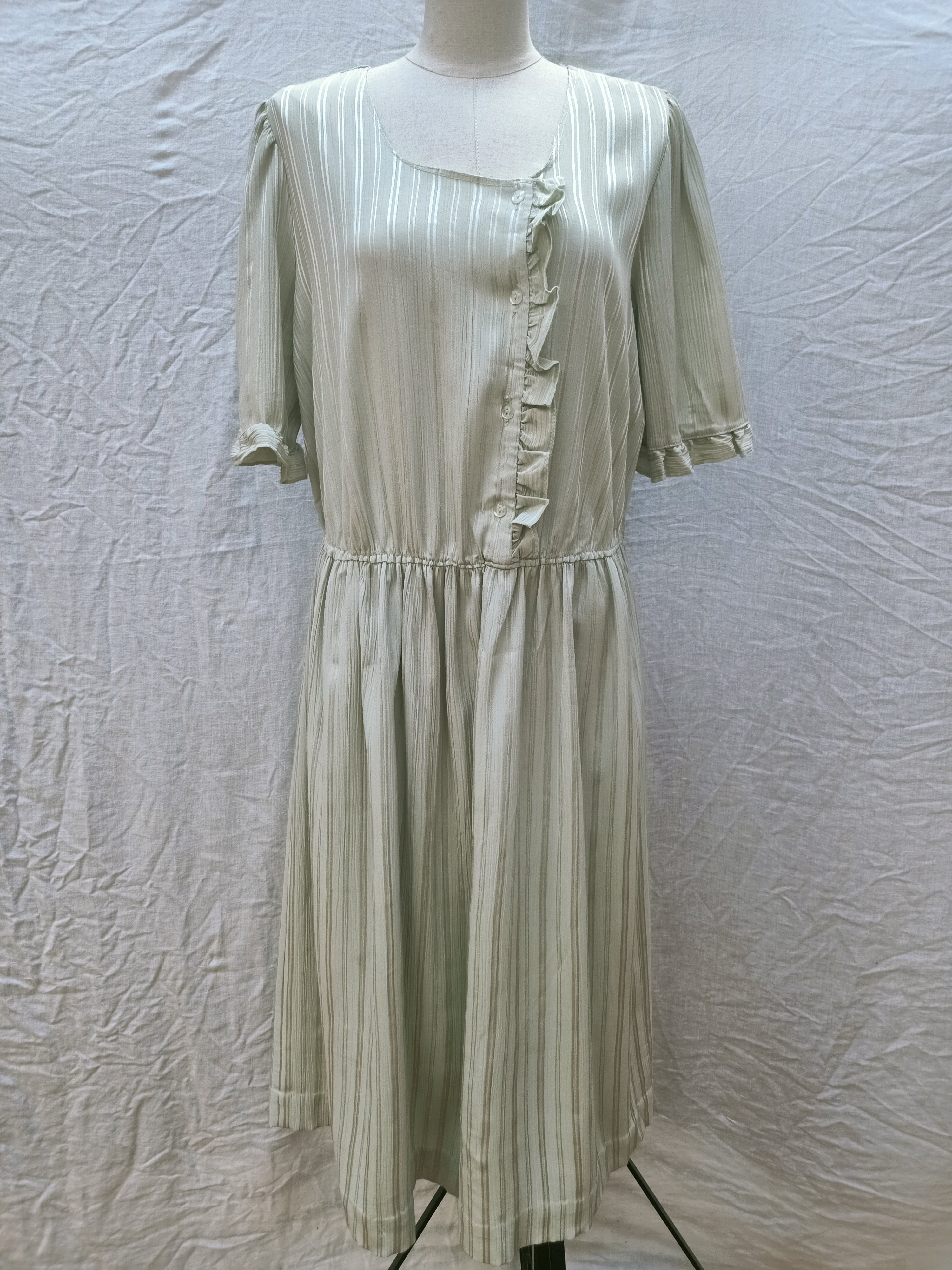 Vintage Sage Ruffle Dress