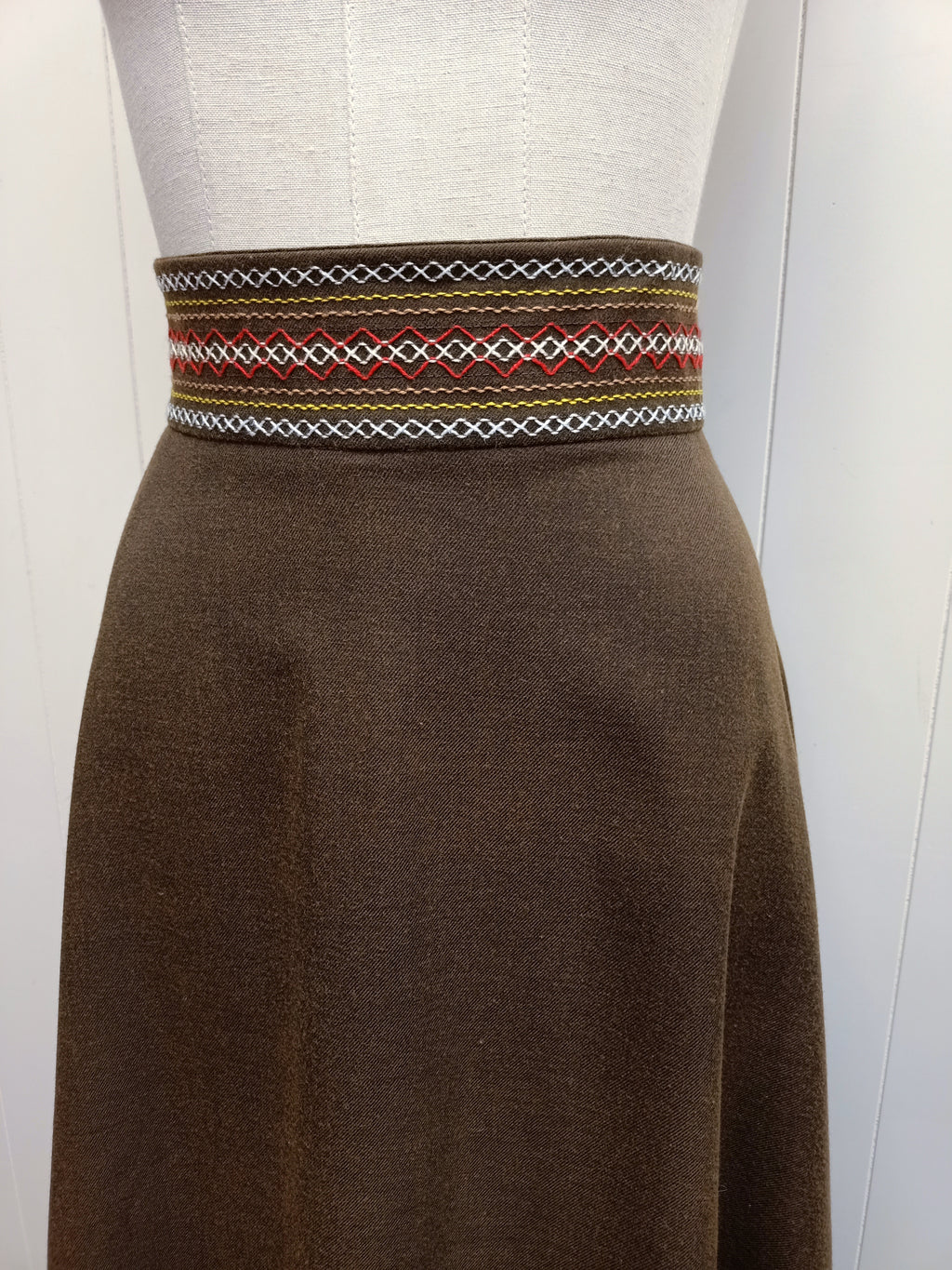Vintage Fidgits Smocked Brown Skirt