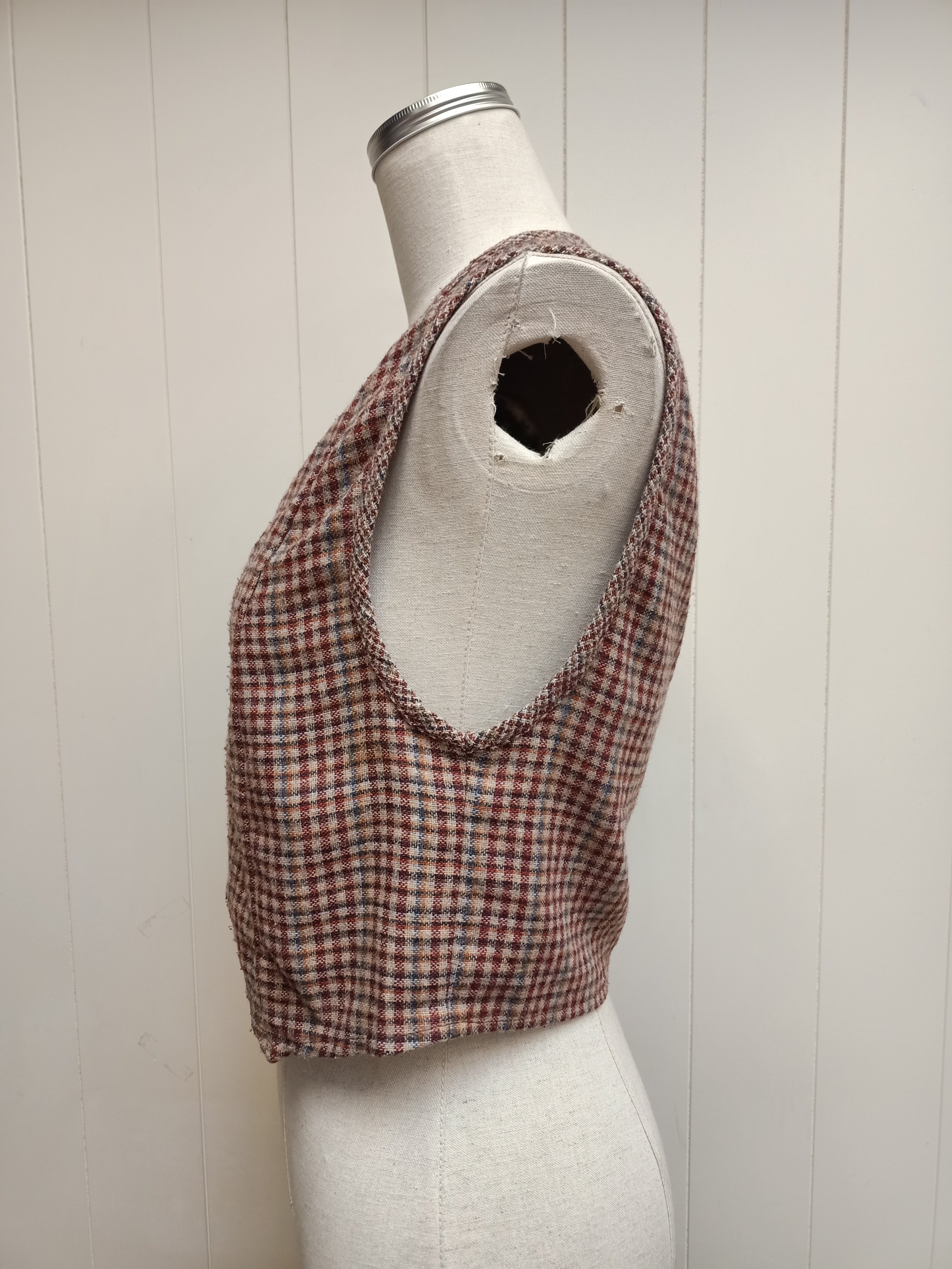Vintage Wool Checkered Vest Shirt