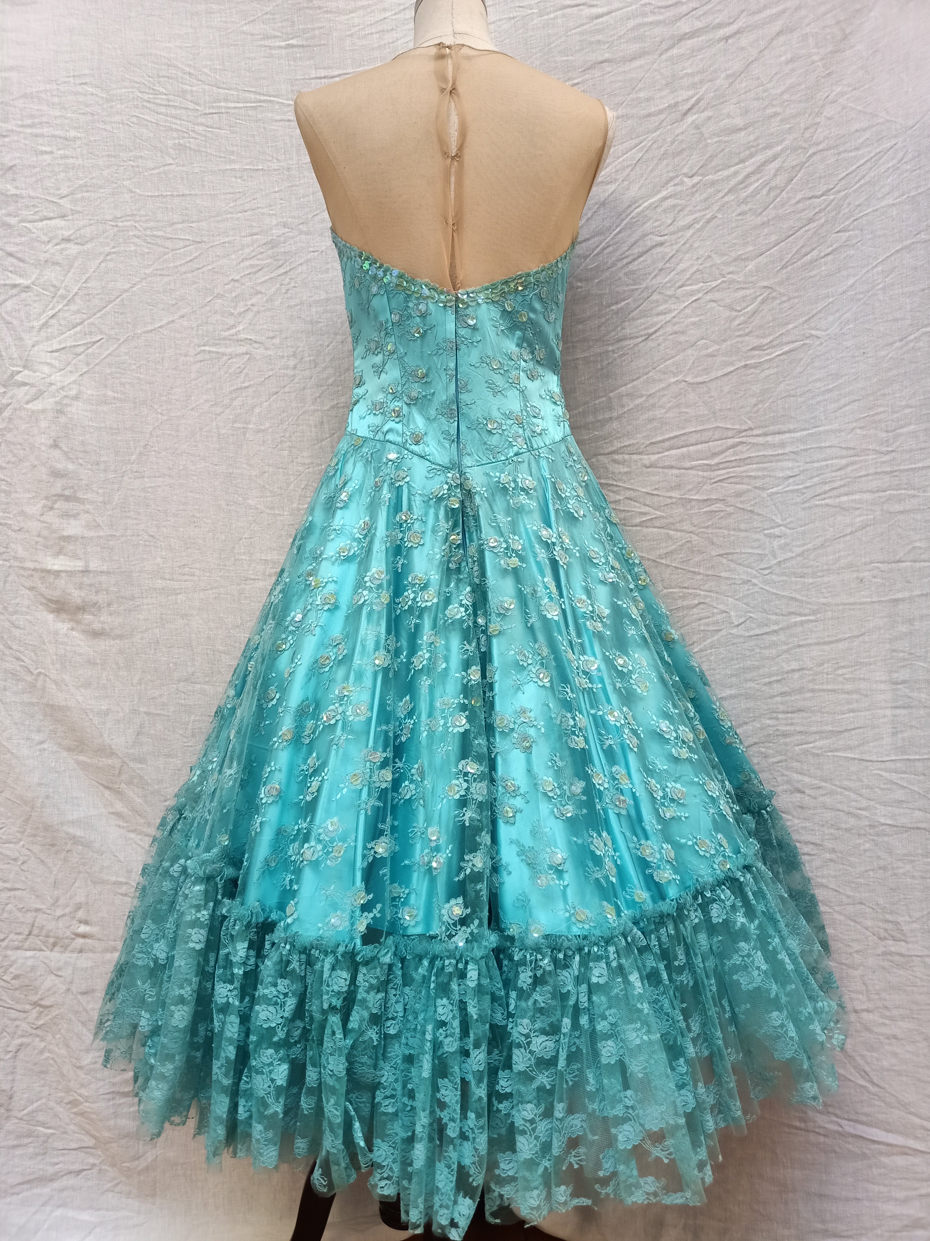 Turquoise Lace Bedazzled Dress