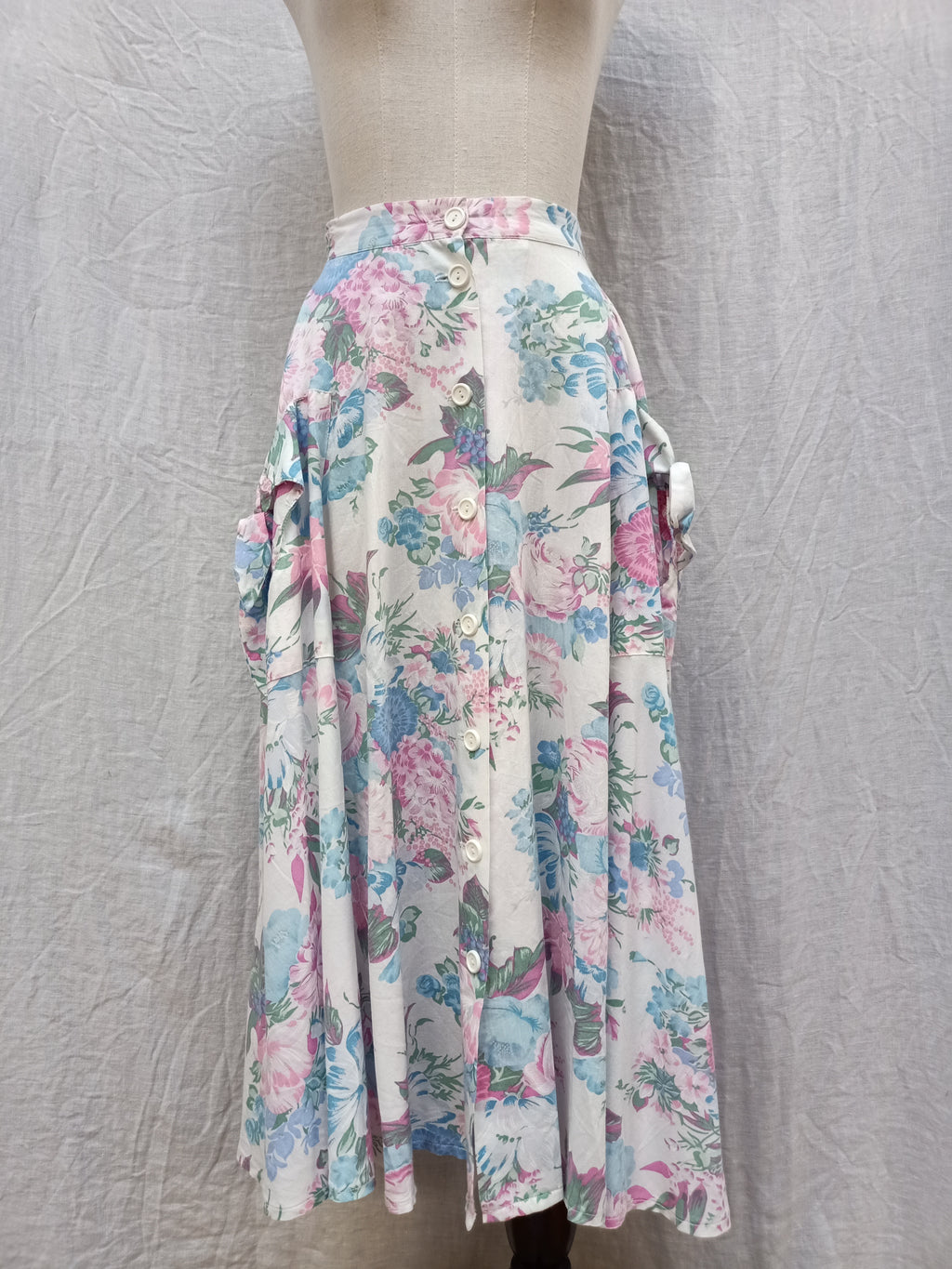 Retro Floral Button Up Skirt