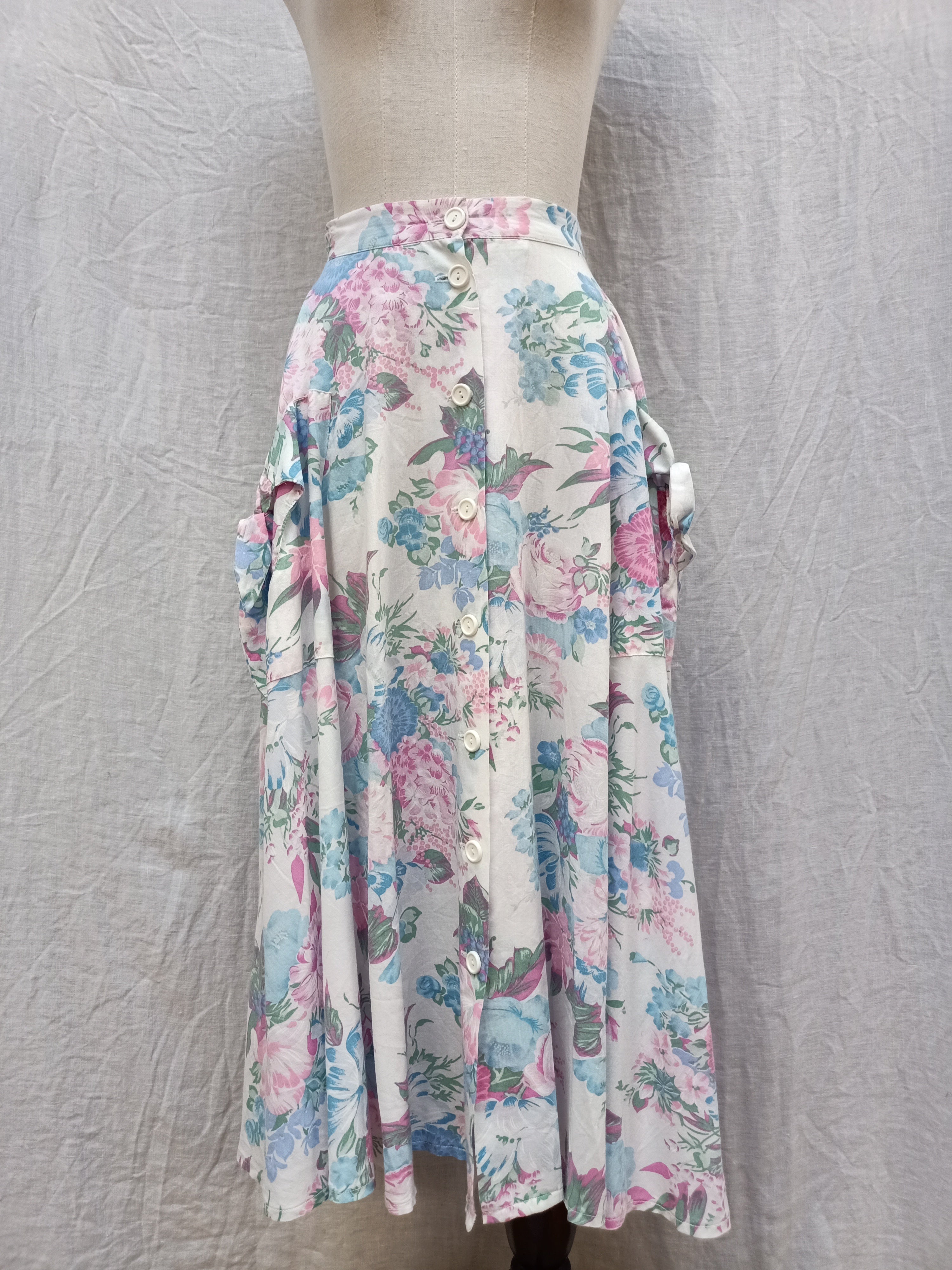 Retro Floral Button Up Skirt