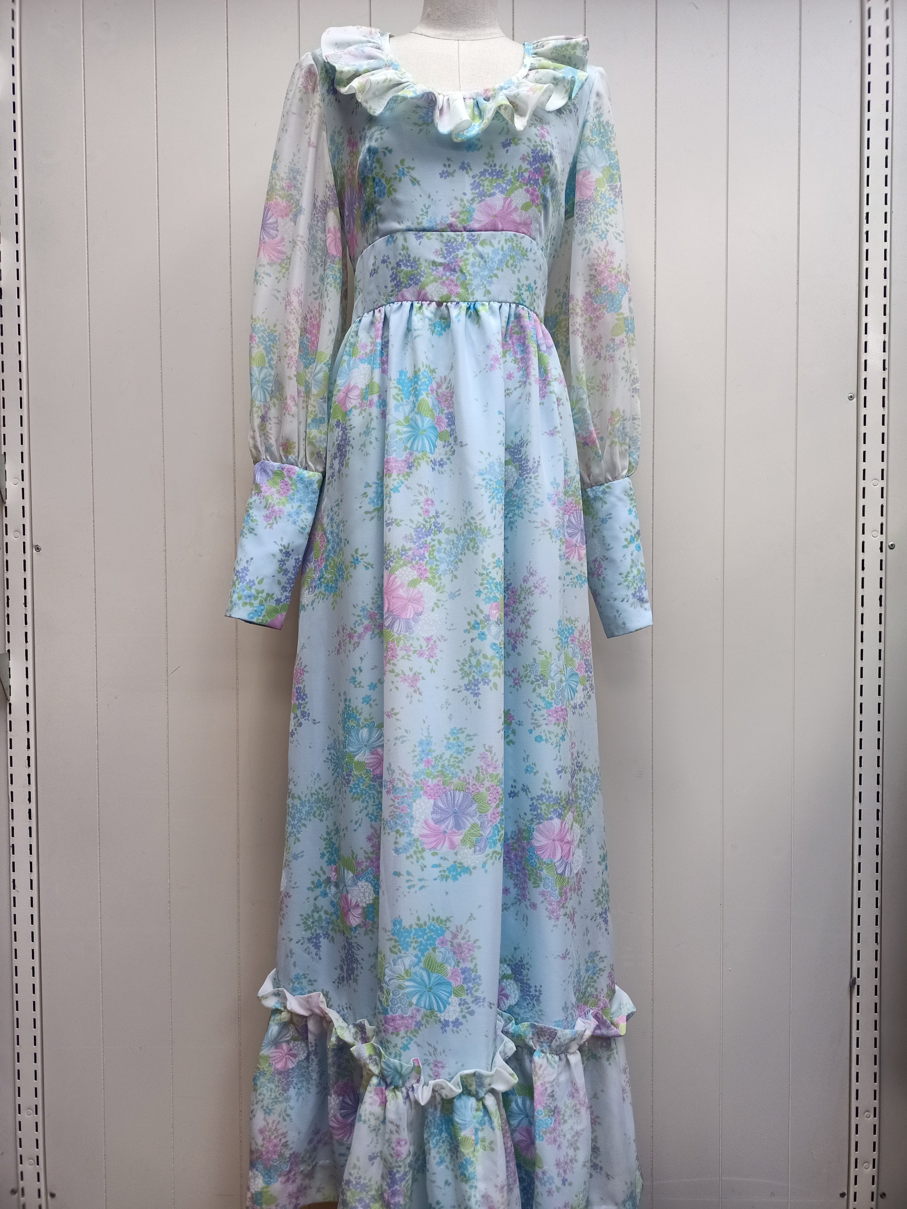 Vintage Pastel Ruffle Dress