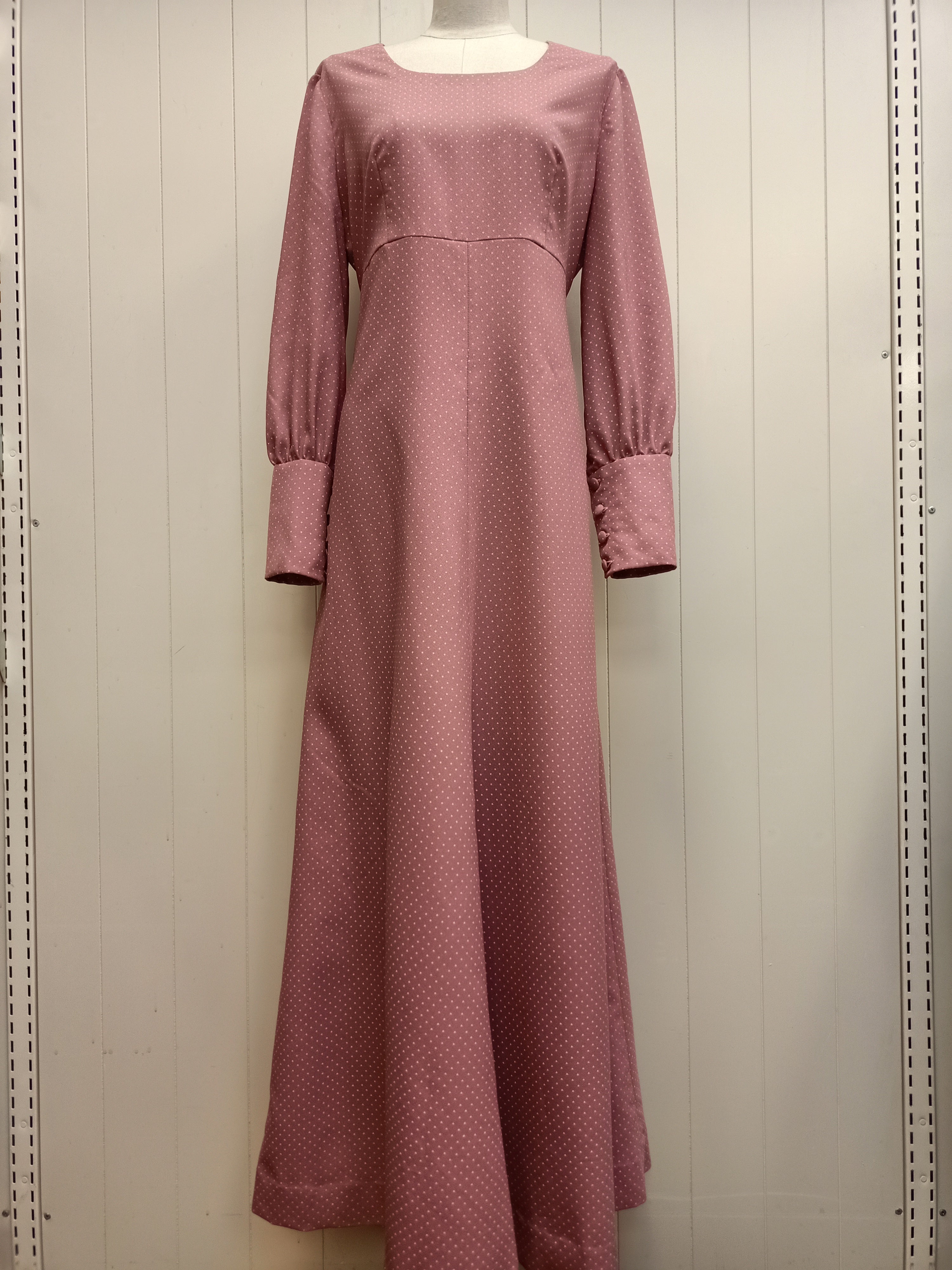 Vintage Pink Polka Dot Maxi Dress
