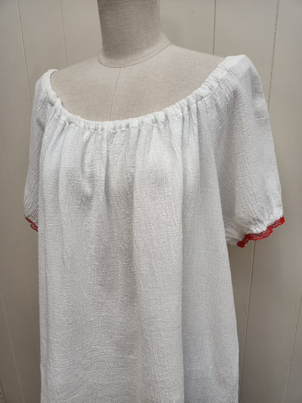 Vintage Red Trim Peasant Shirt