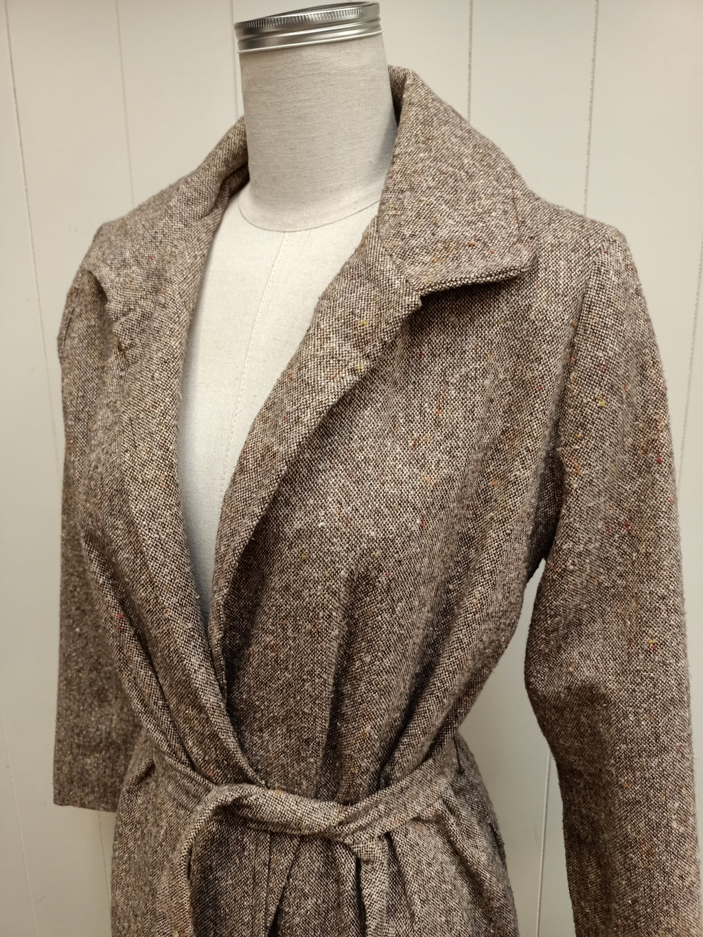 Vintage Brown Tweed Wrap Coat