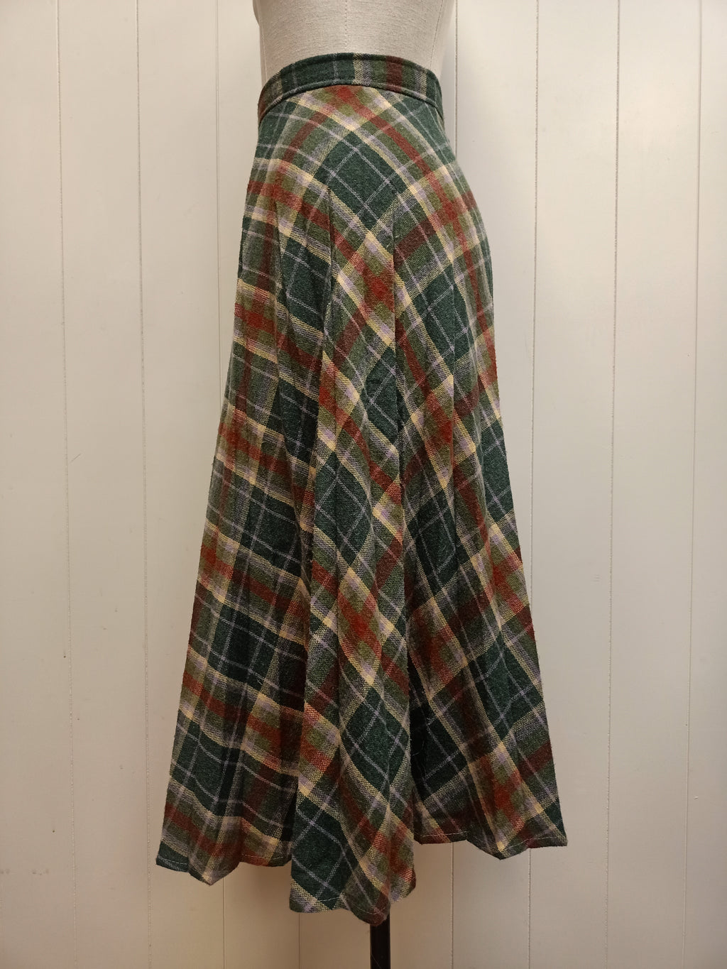 Vintage Green Plaid Skirt