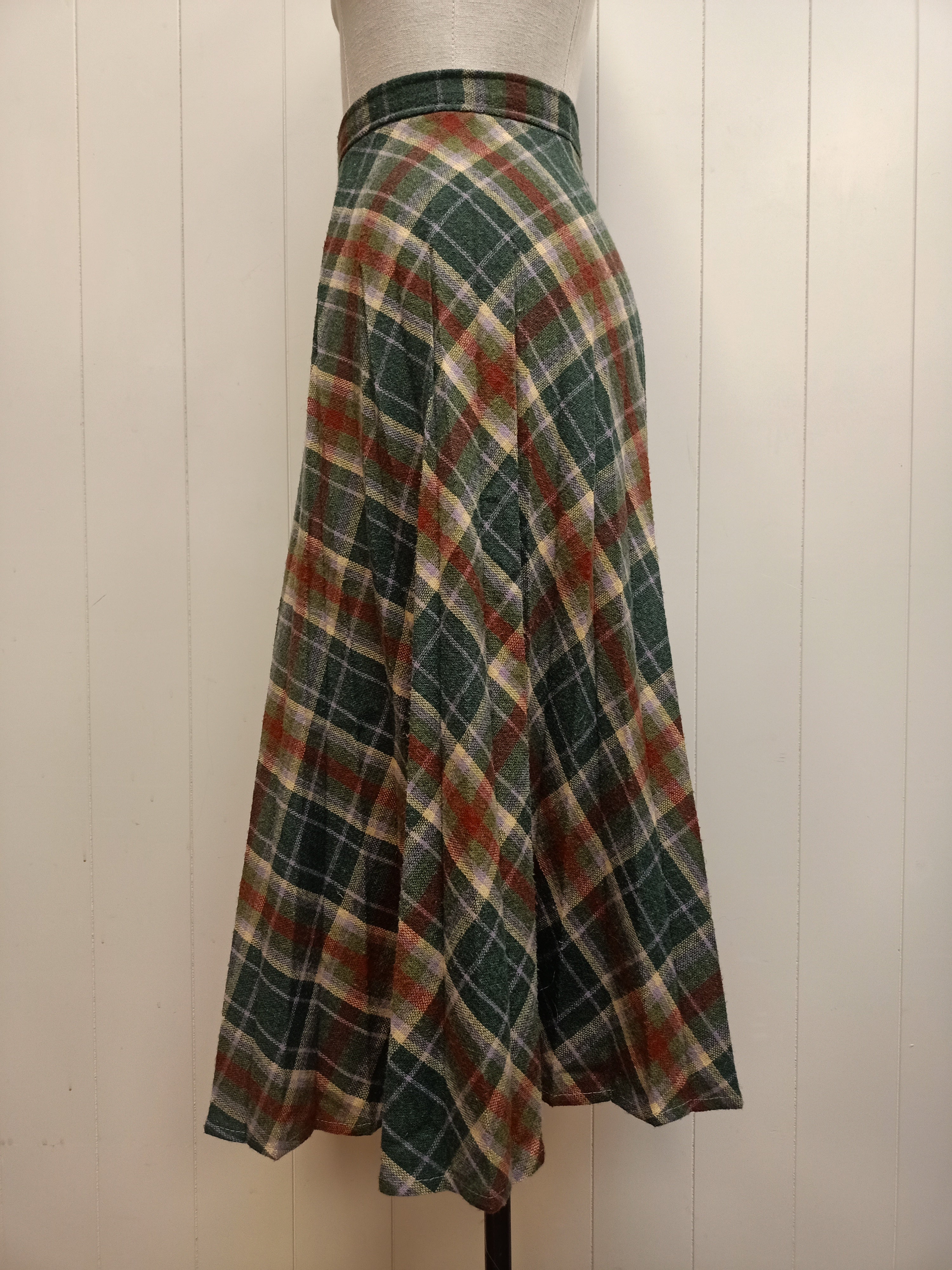 Vintage Green Plaid Skirt