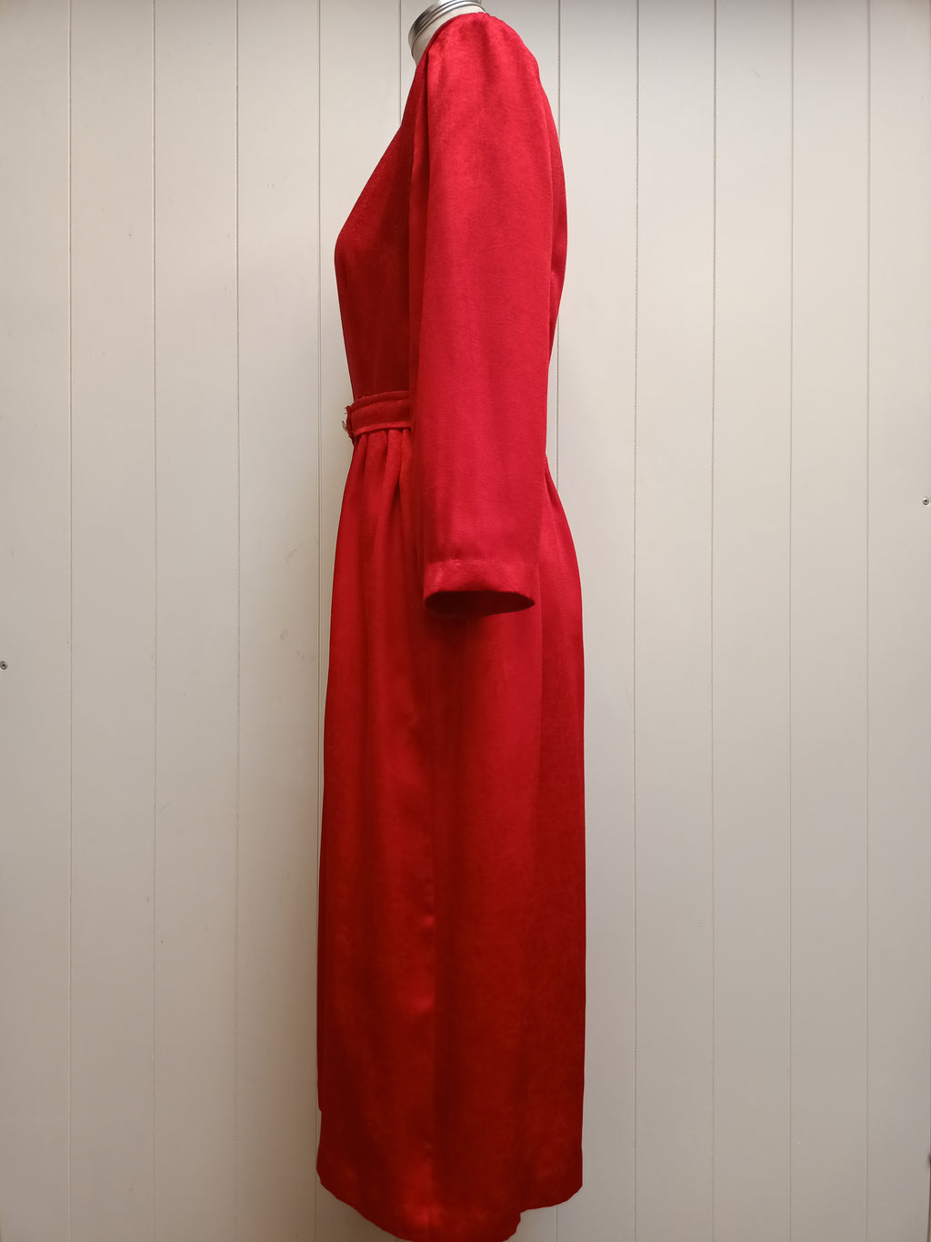 Vintage Red Textured Satin Dress