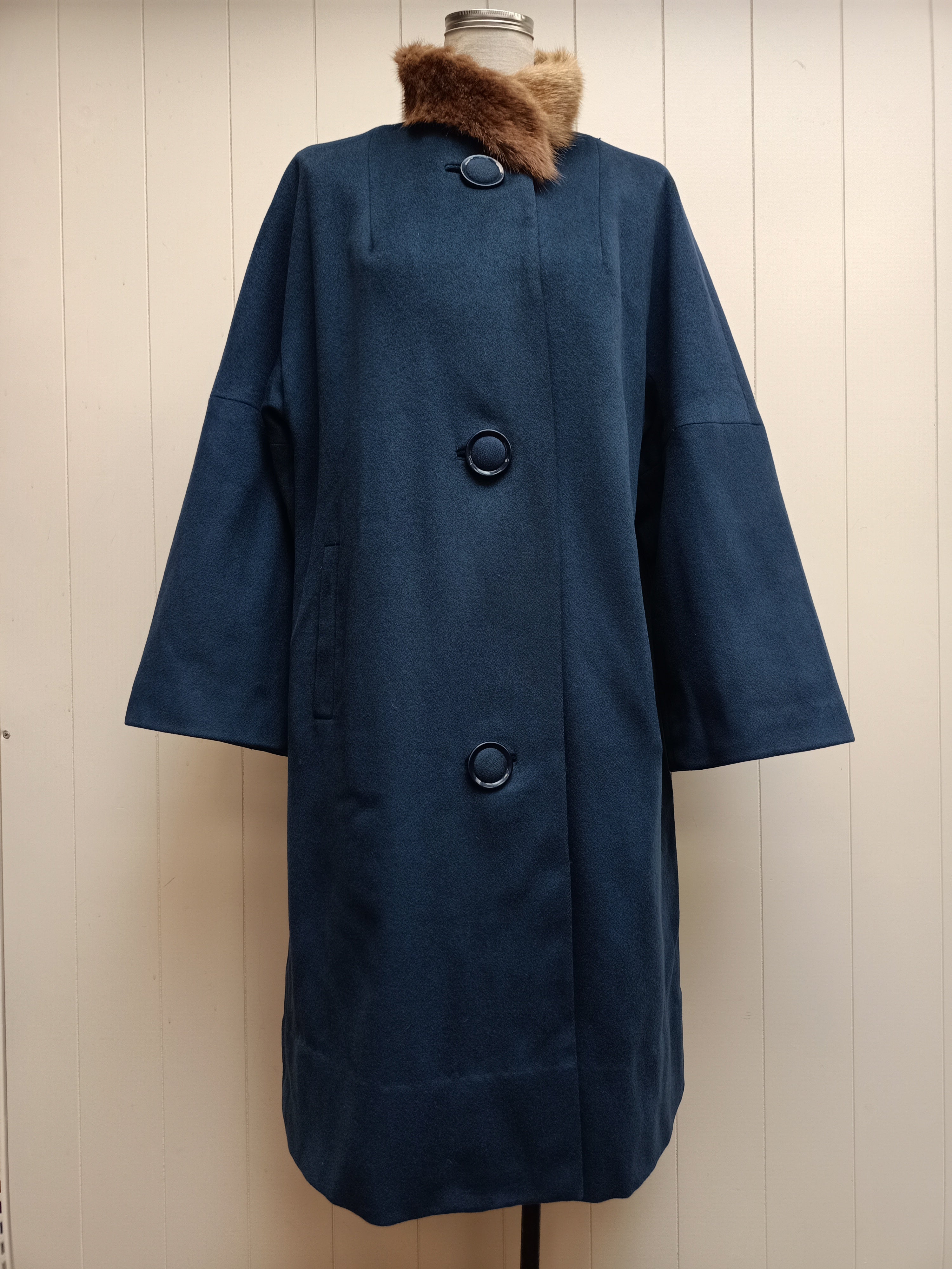 Vintage Van Roli Teal & Fur Coat