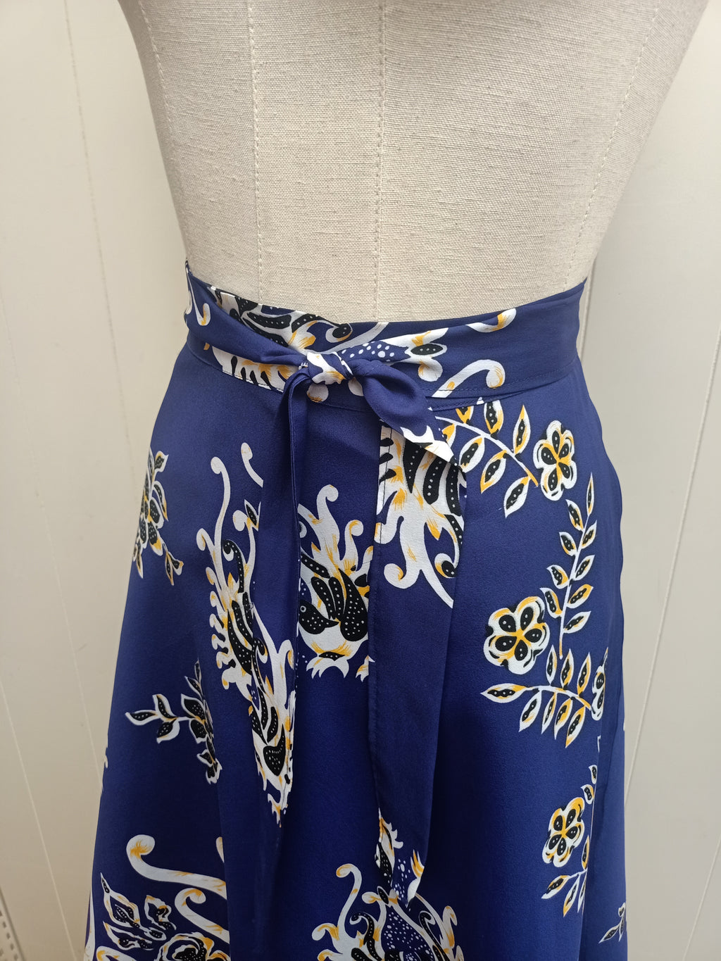 Vintage Bird & Floral Wrap Skirt