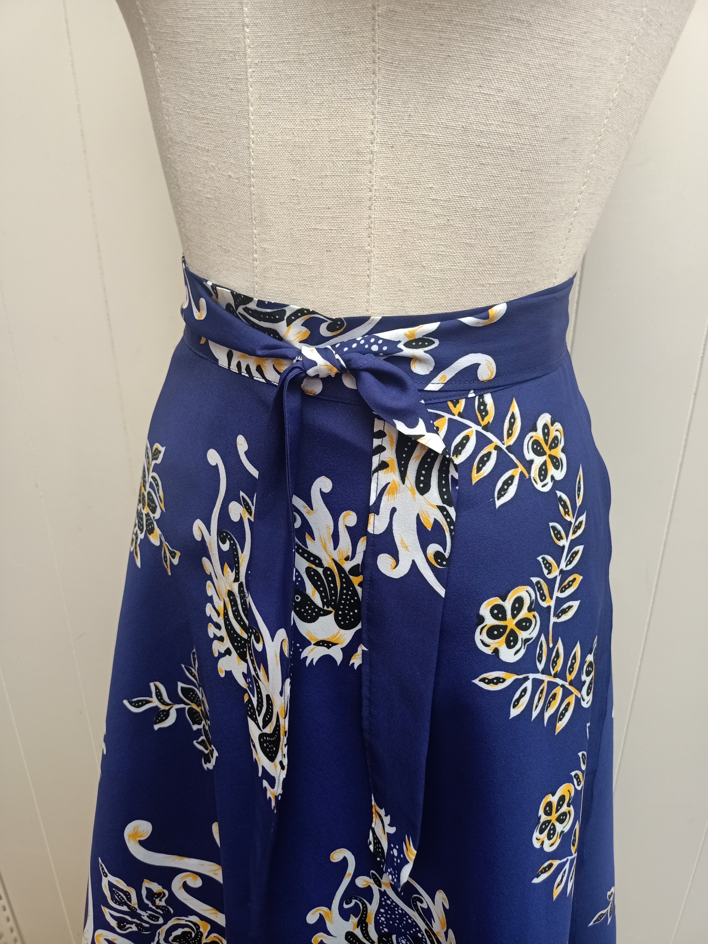 Vintage Bird & Floral Wrap Skirt