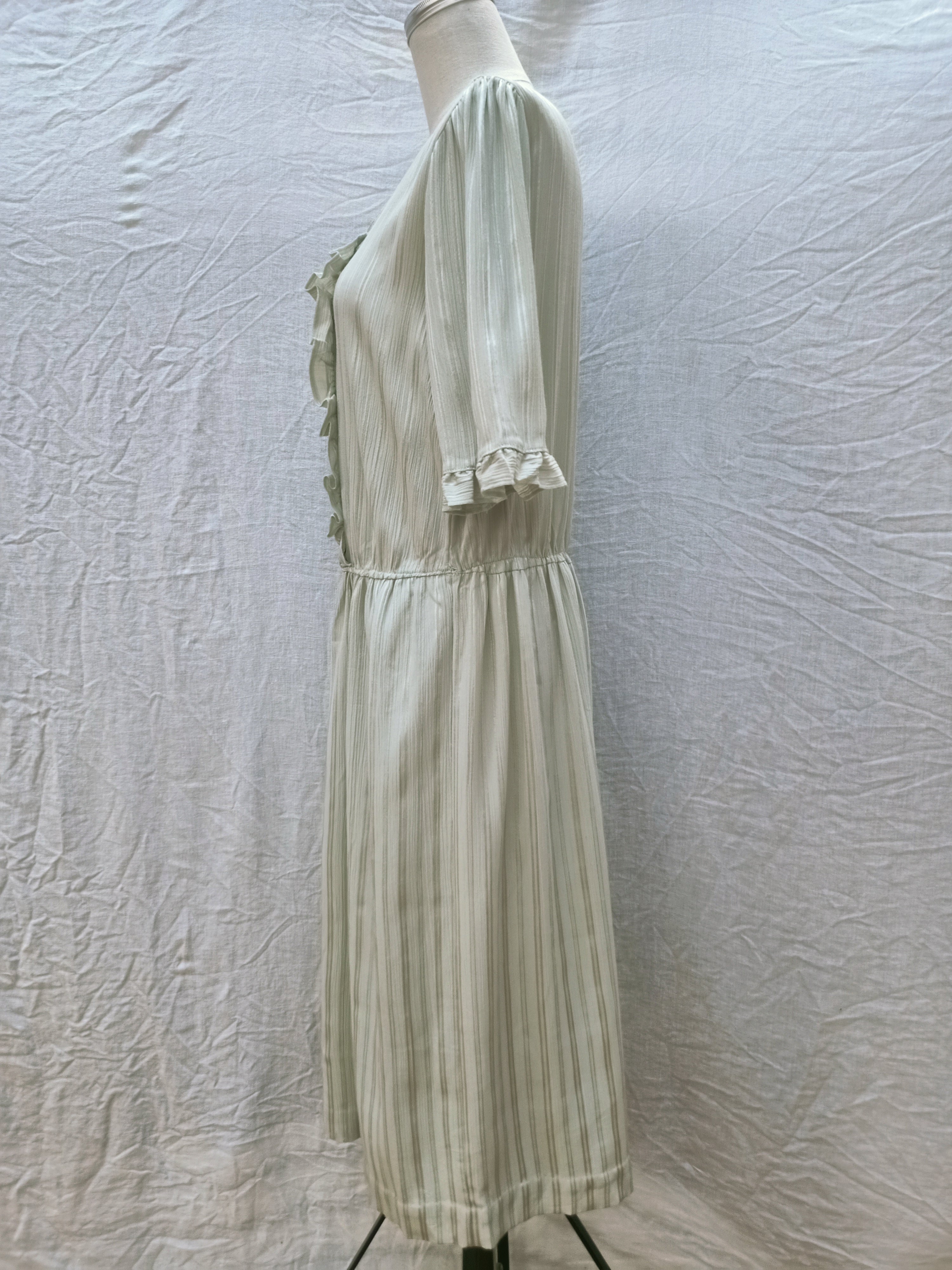 Vintage Sage Ruffle Dress
