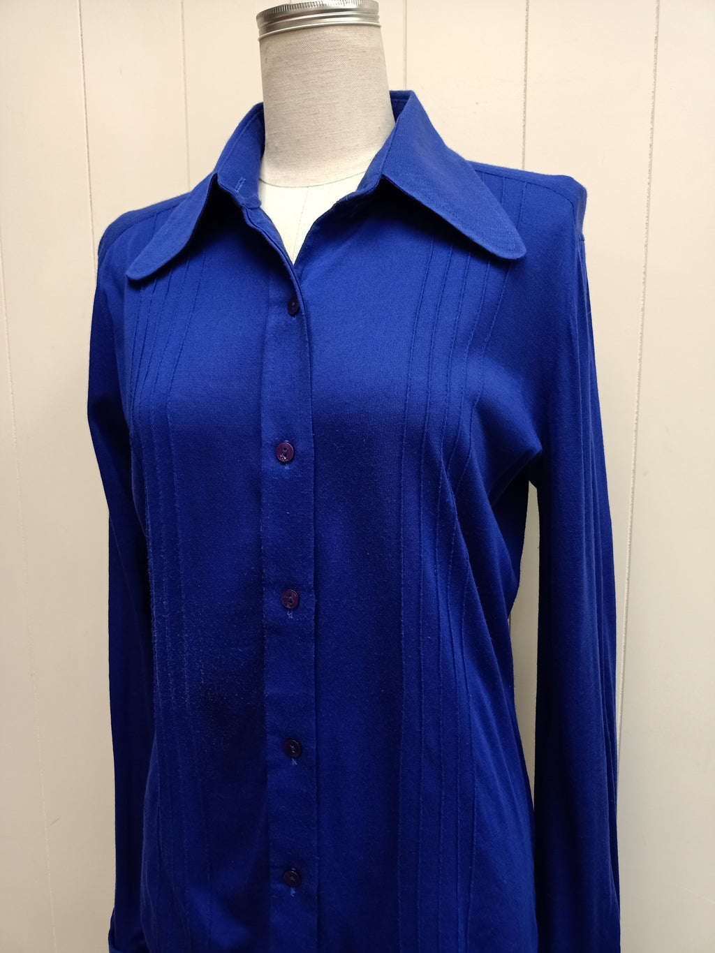 Vintage Knitted Fashion Blue Shirt