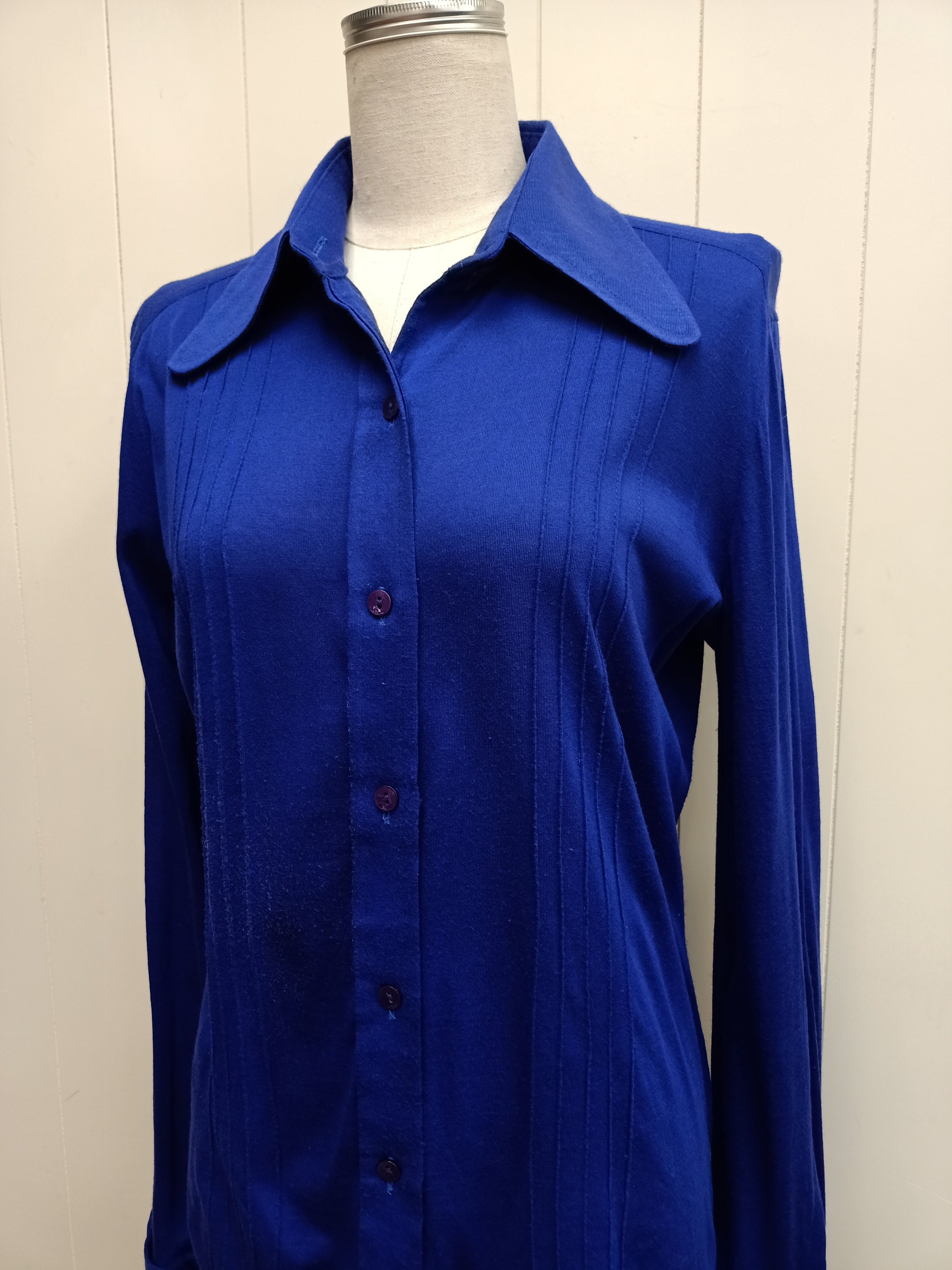 Vintage Knitted Fashion Blue Shirt