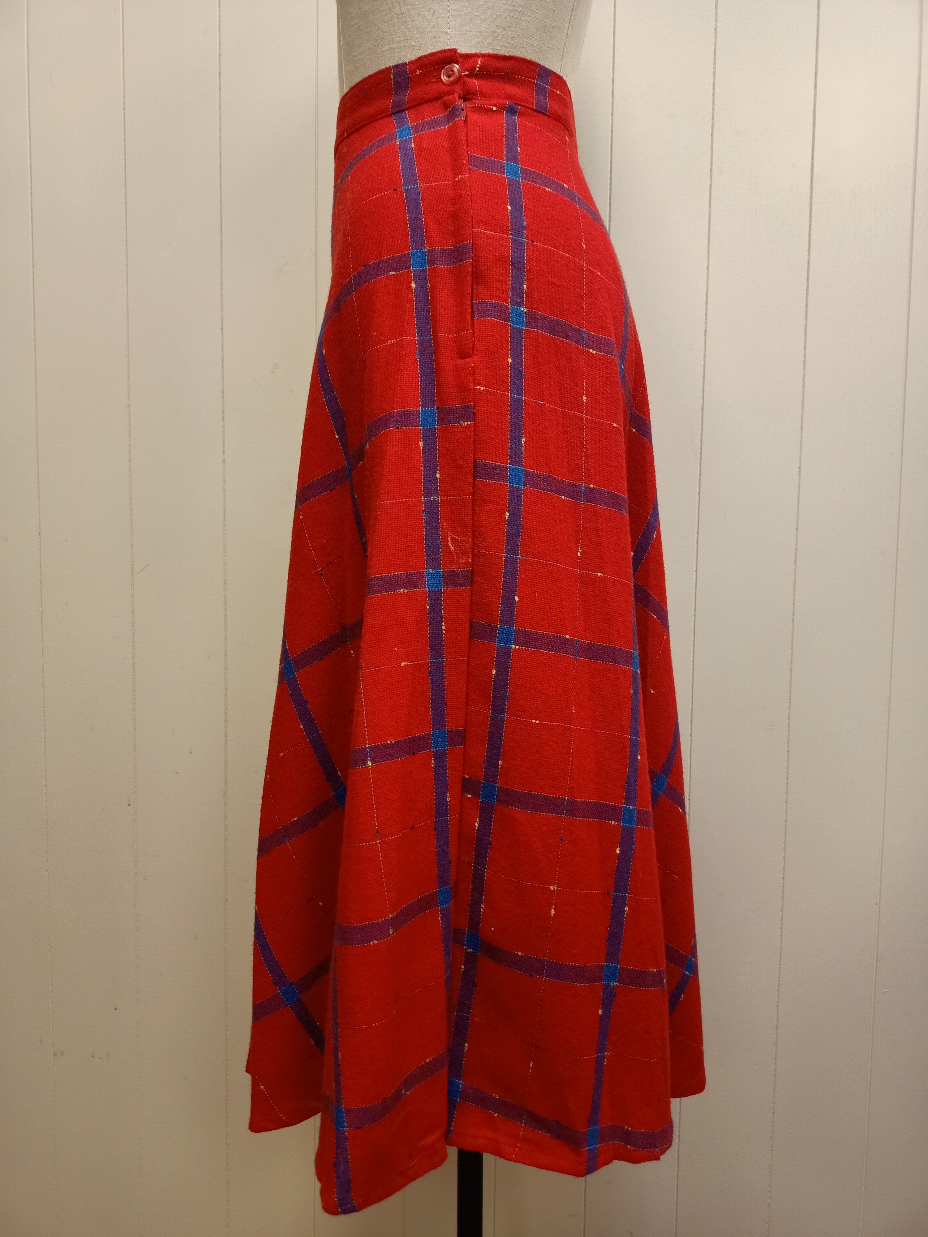 Vintage Equals Red Plaid Skirt