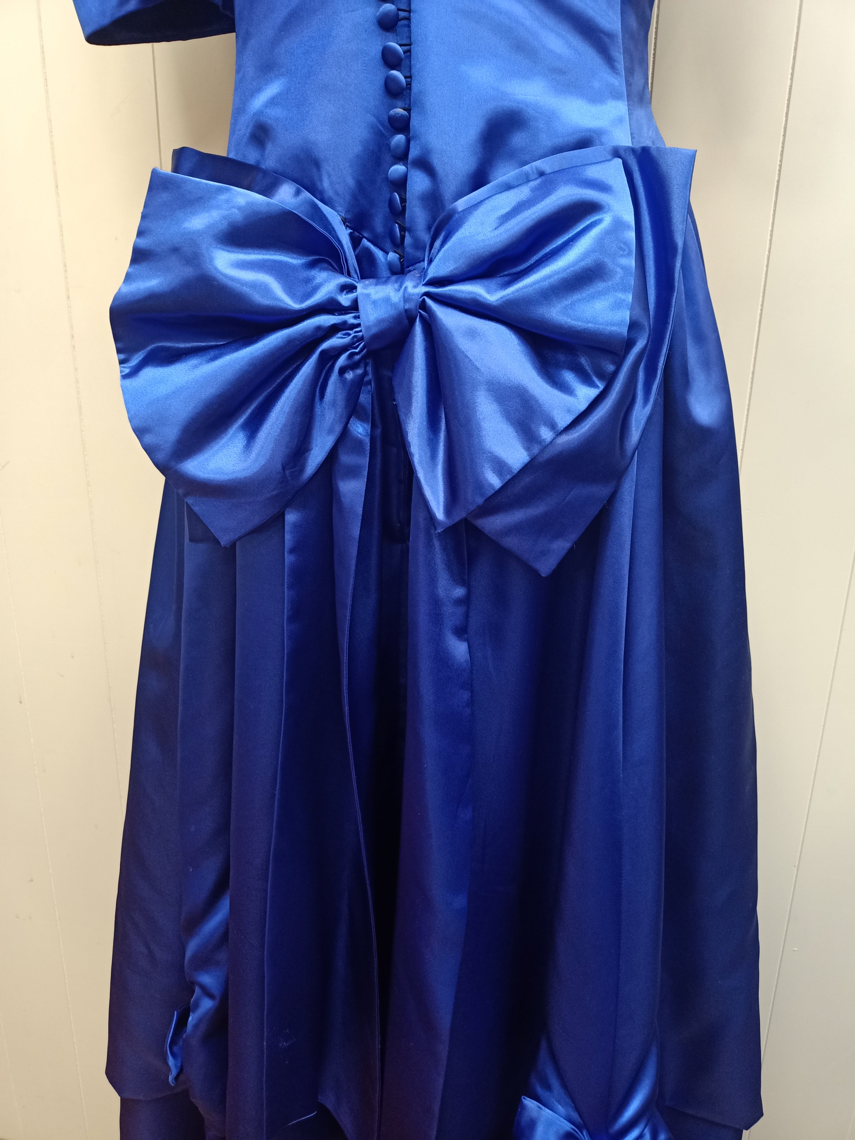 Vintage Blue Satin Puff Dress