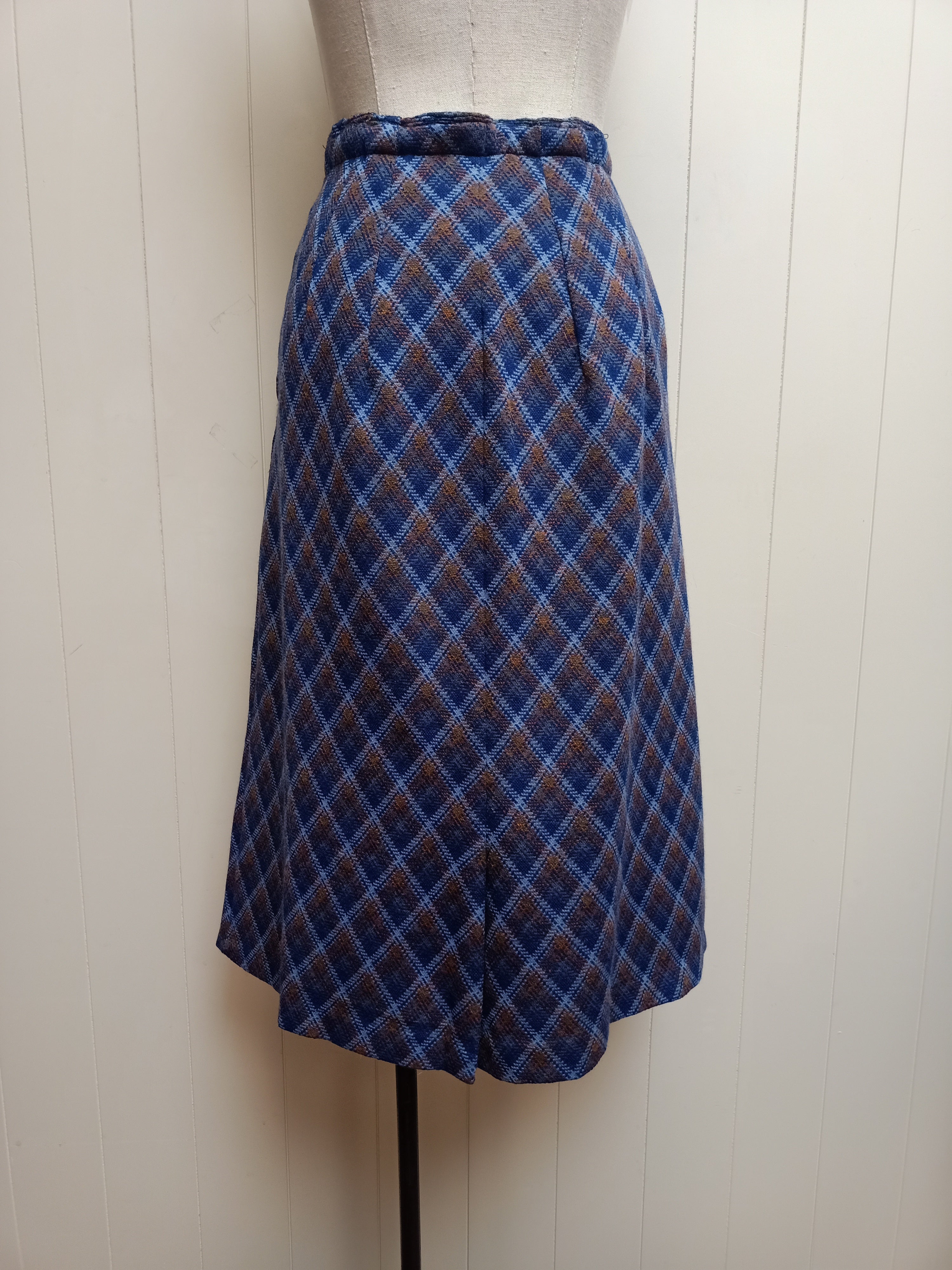 Vintage Diagonal Plaid Skirt