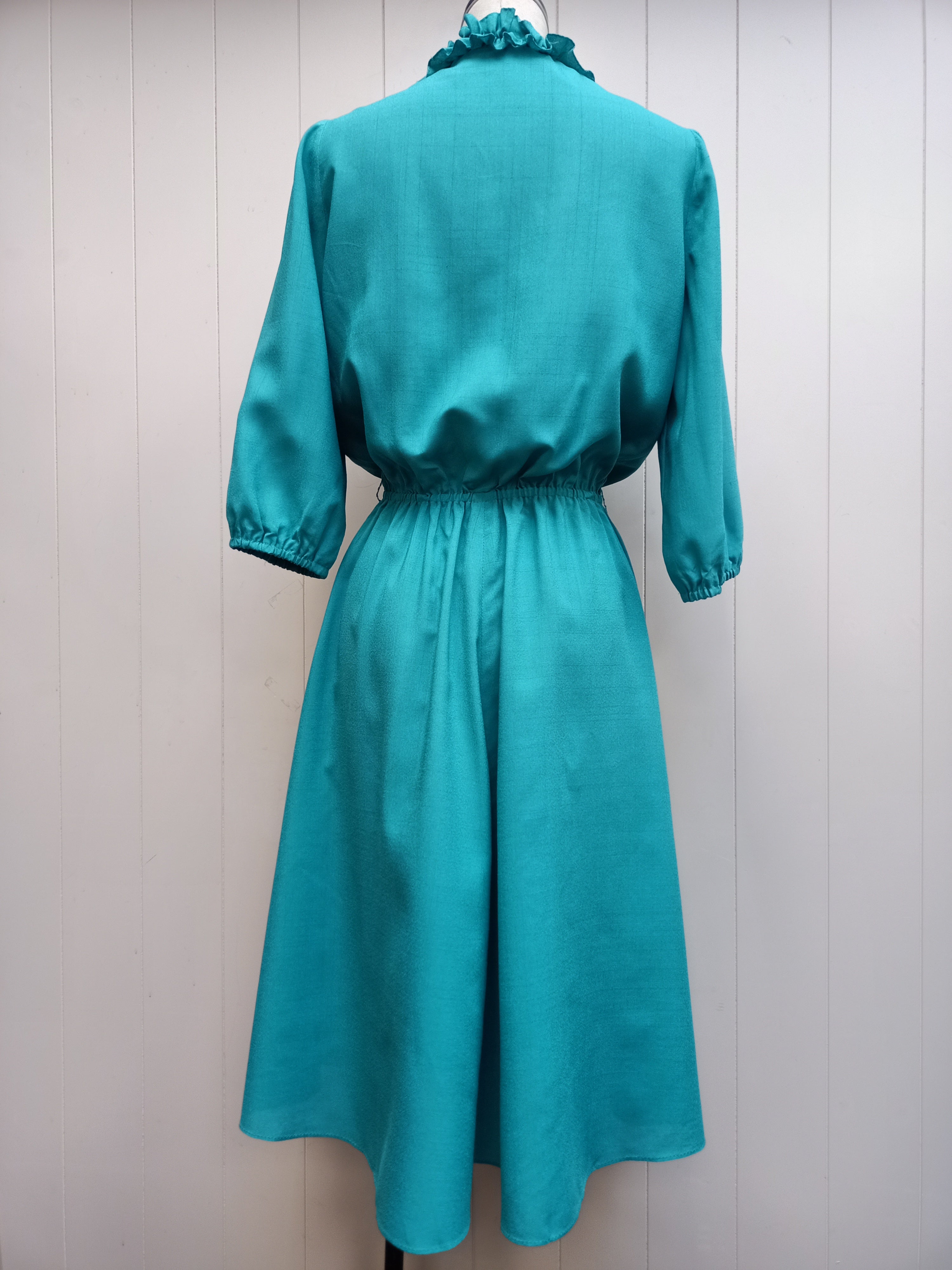 Vintage Ruffle Turquoise Dress
